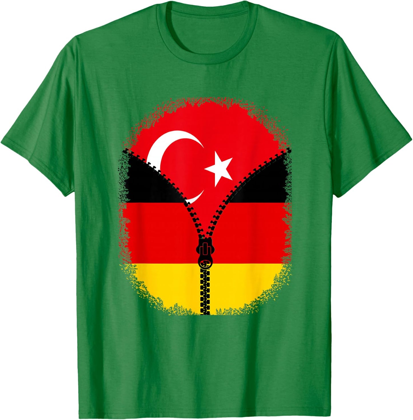 Turkey Germany Flag Turkish German Zipper T-Shirt - T-Shirt | Irish Green