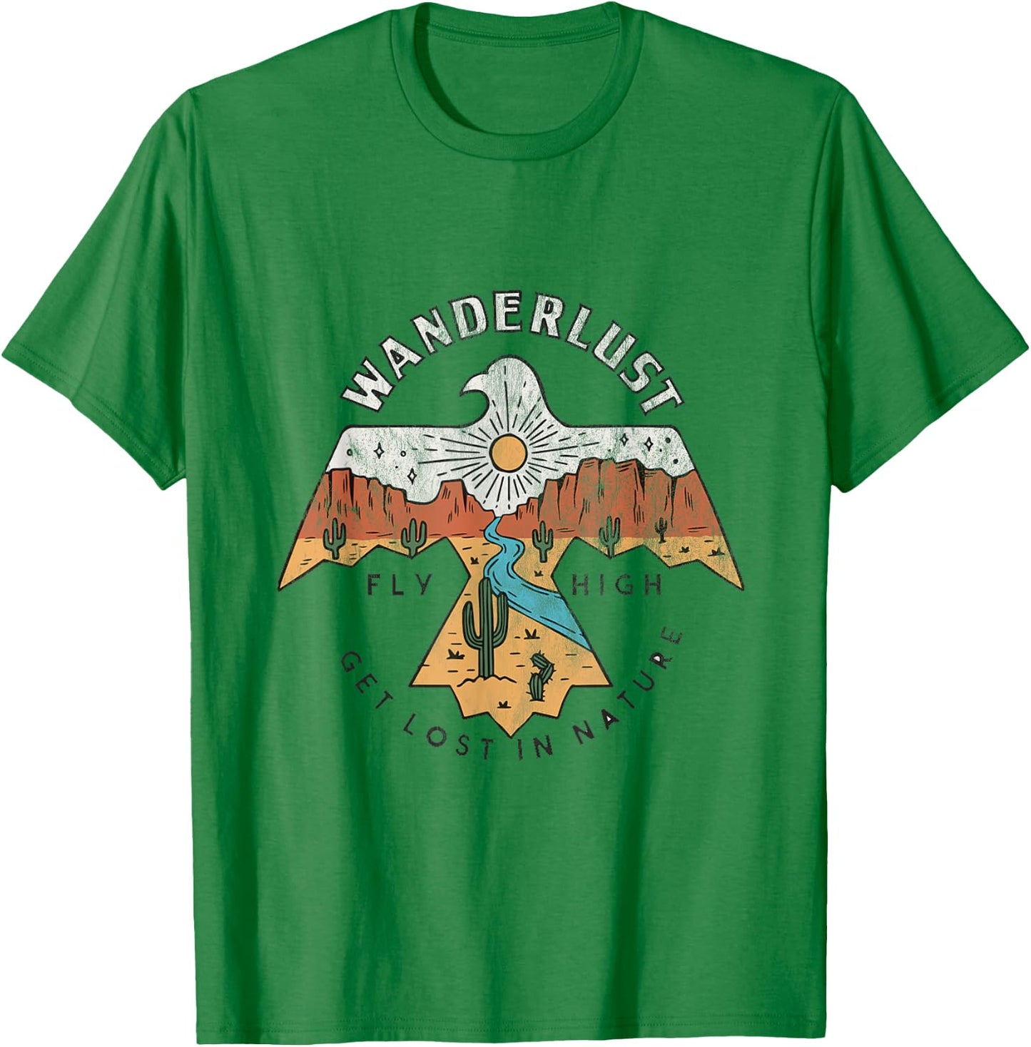 Arizona Wanderlust Thunderbird,Desert Vibes Retro T-Shirt - T-Shirt | Irish Green