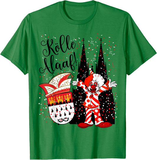 Cologne Cathedral Clown Cologne Alaaf Confetti Carnival Fashion Parade , White T-Shirt - T-Shirt | Irish Green