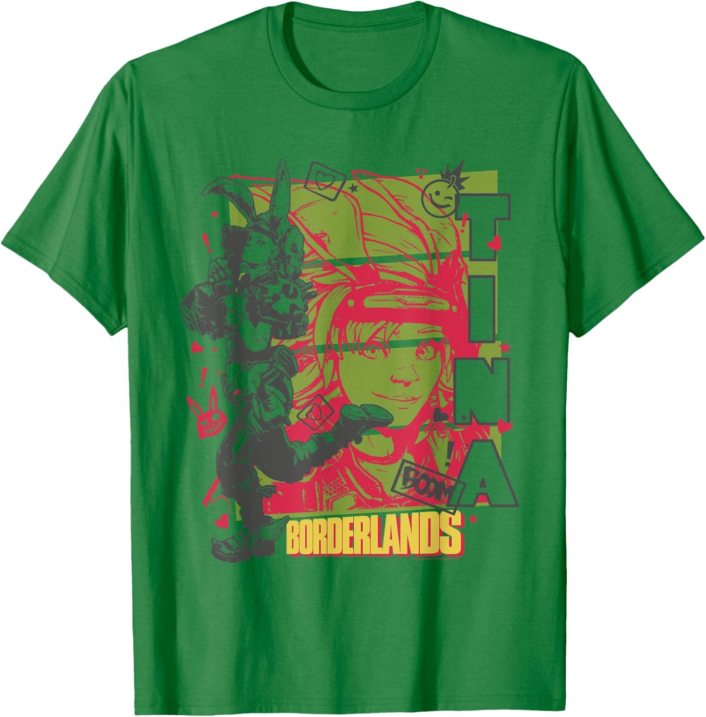 Ripple Junction x Borderlands Tiny Tina Boom Collage Gaming T-Shirt - T-Shirt | Irish Green