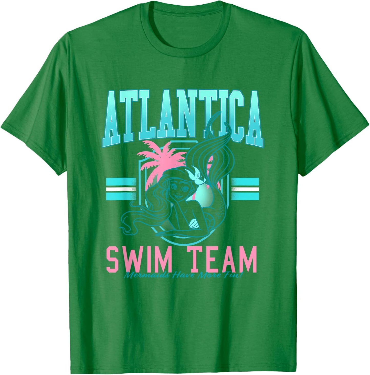 Disney The Little Mermaid Atlantica Swim Team Big Chest Logo T-Shirt - T-Shirt | Irish Green