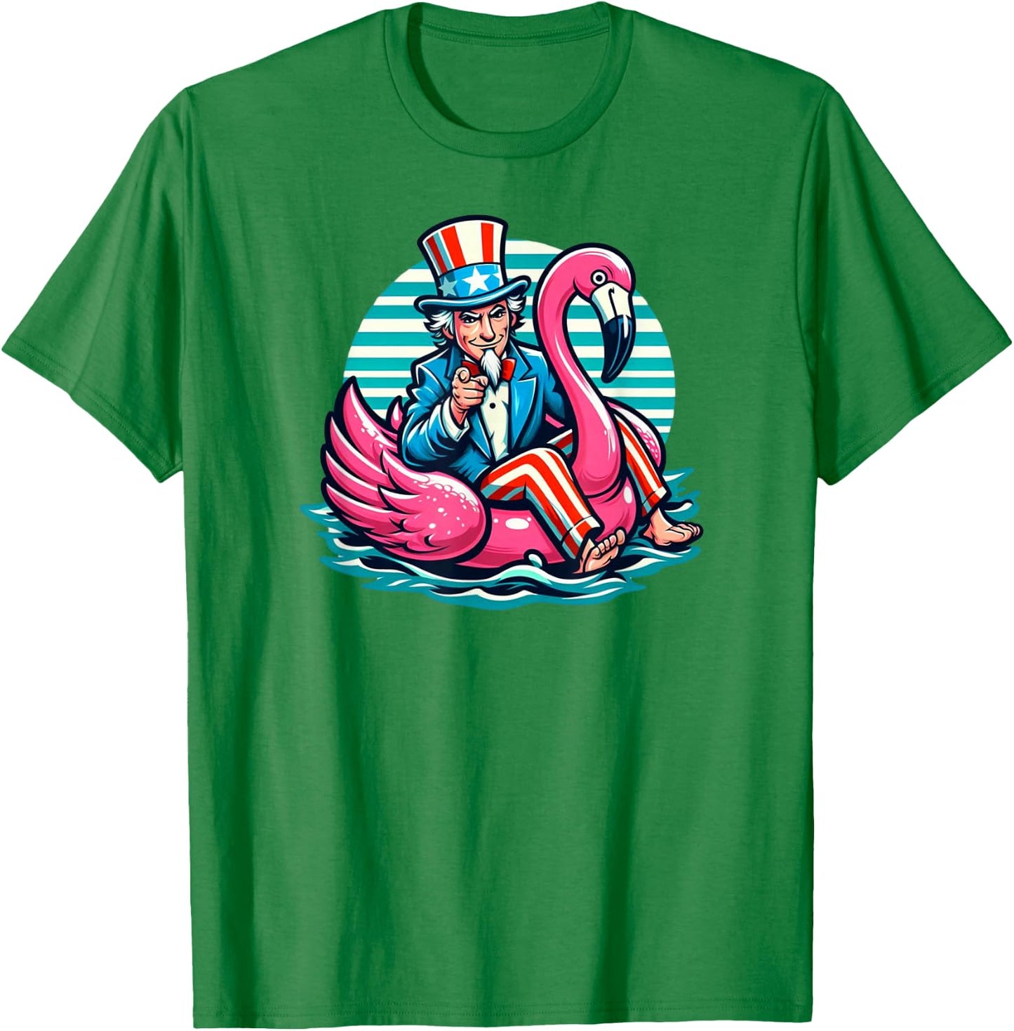 American Flamingo Float Pool Party T-Shirt - T-Shirt | Irish Green