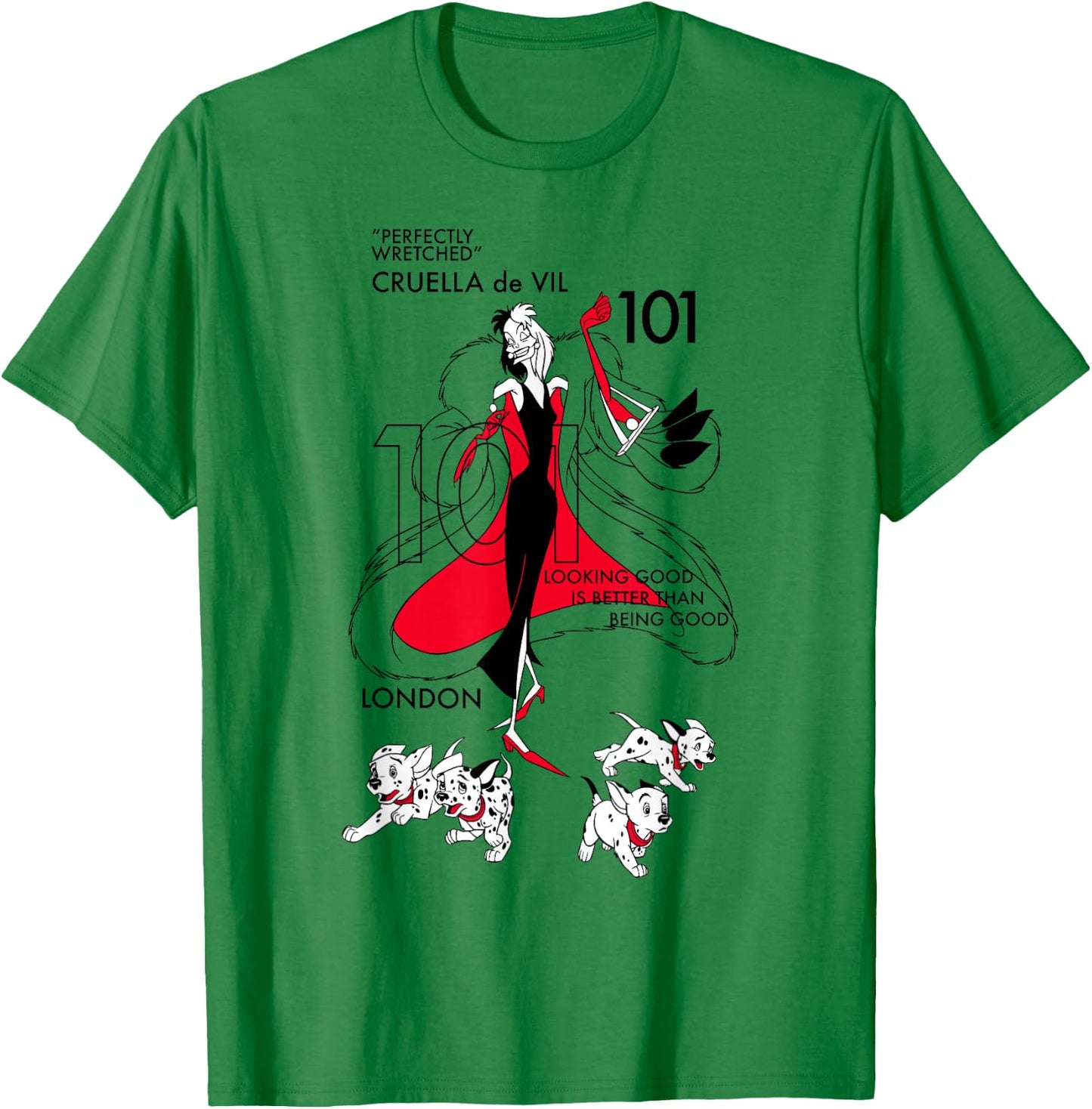 Disney 101 Dalmatians Cruella De Vil Fashion Poster T-Shirt - T-Shirt | Irish Green