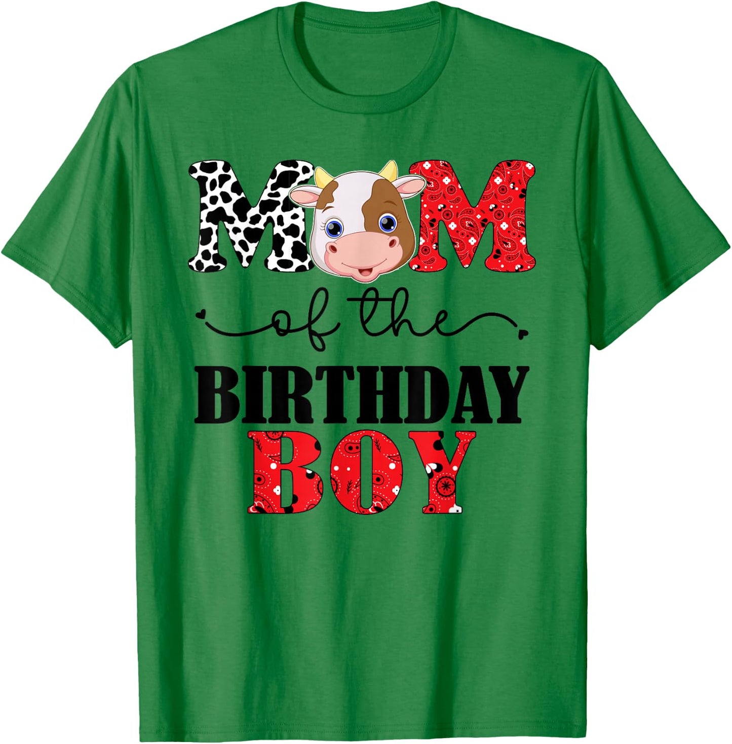 Mom of The Birthday For Boy Cow Farm 1st Birthday Cow Mum T-Shirt - T-Shirt | Irish Green