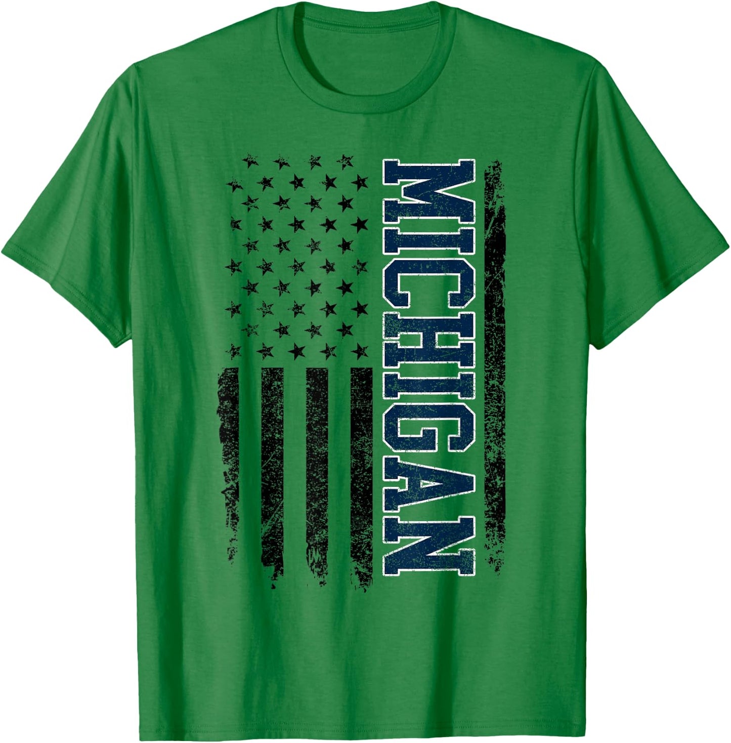 Vintage Michigan Look Maize Blue Men Retro Font Michigan T-Shirt - T-Shirt | Irish Green
