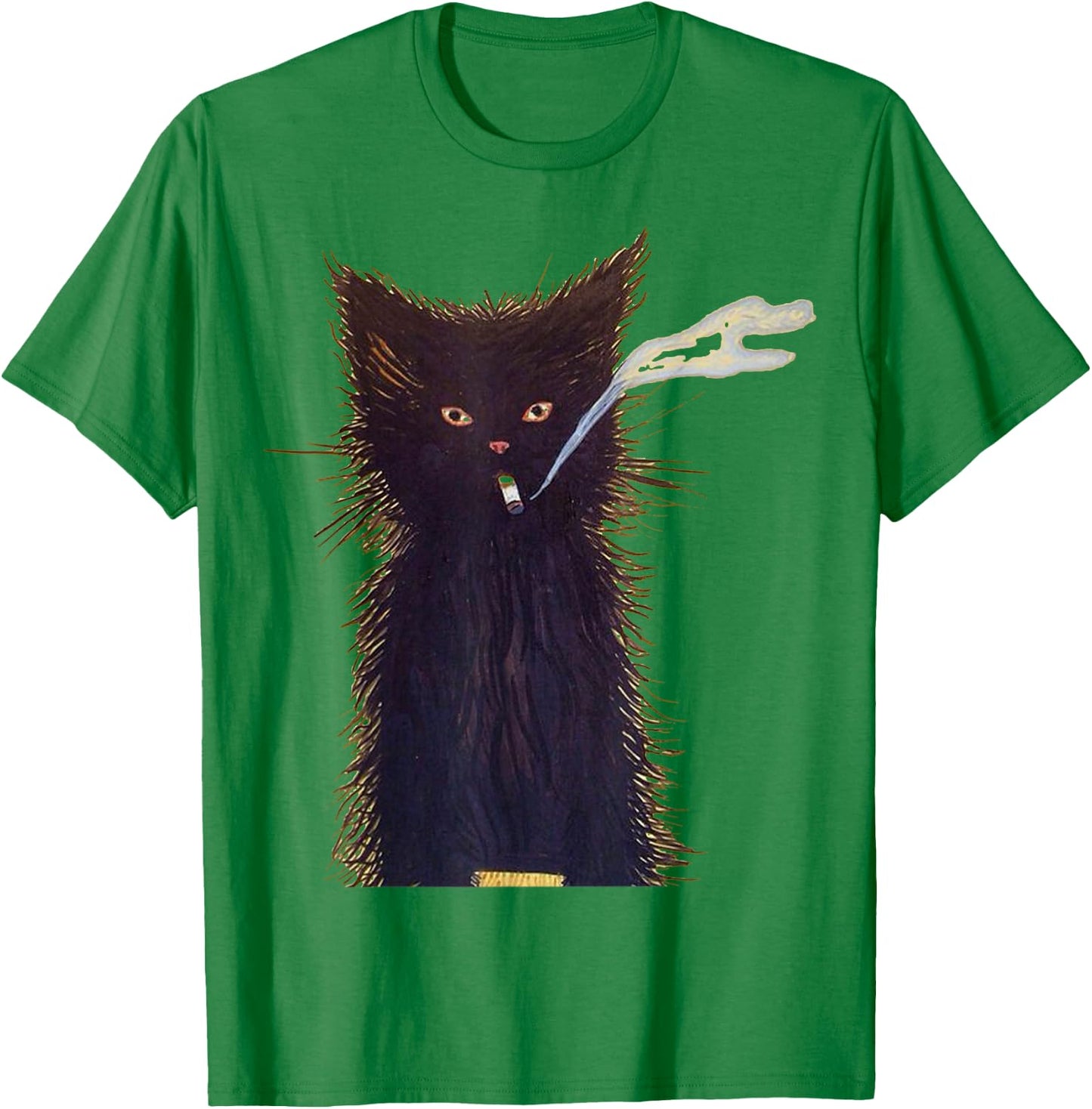 Smoking Black Cat Art Smoke T-Shirt - T-Shirt | Irish Green