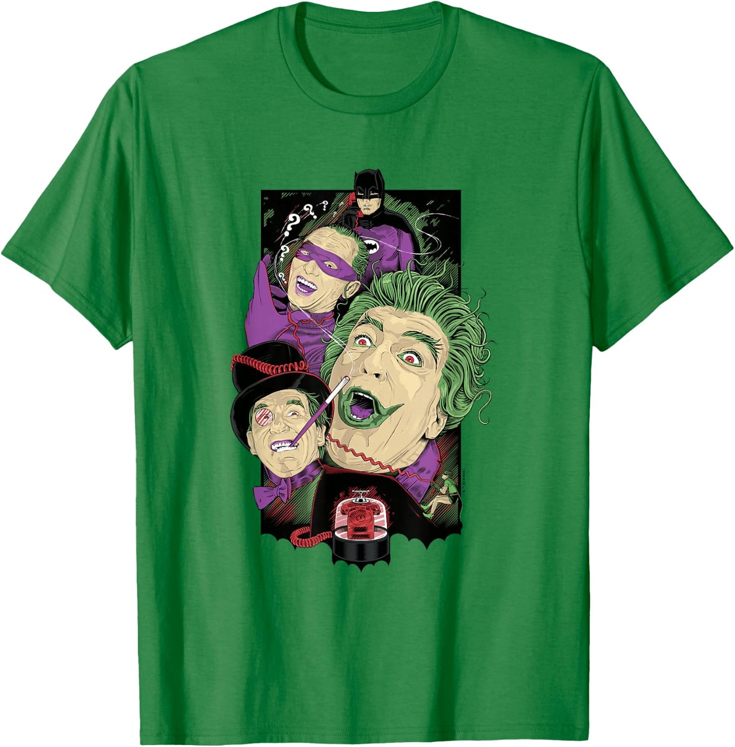 Batman Vintage Joker Penguin Riddler Triple Threat Villains T-Shirt - T-Shirt | Irish Green