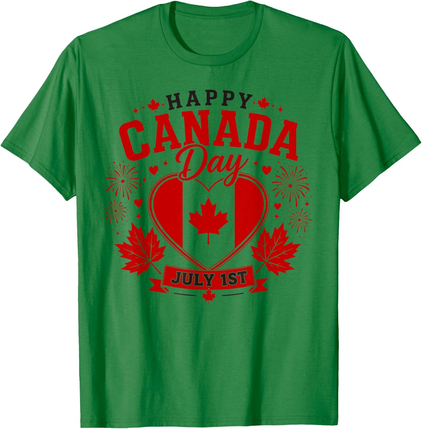 Canadian Flag Shirt Women Men Kids Red Maple Leaf Canada Day T-Shirt - T-Shirt | Irish Green