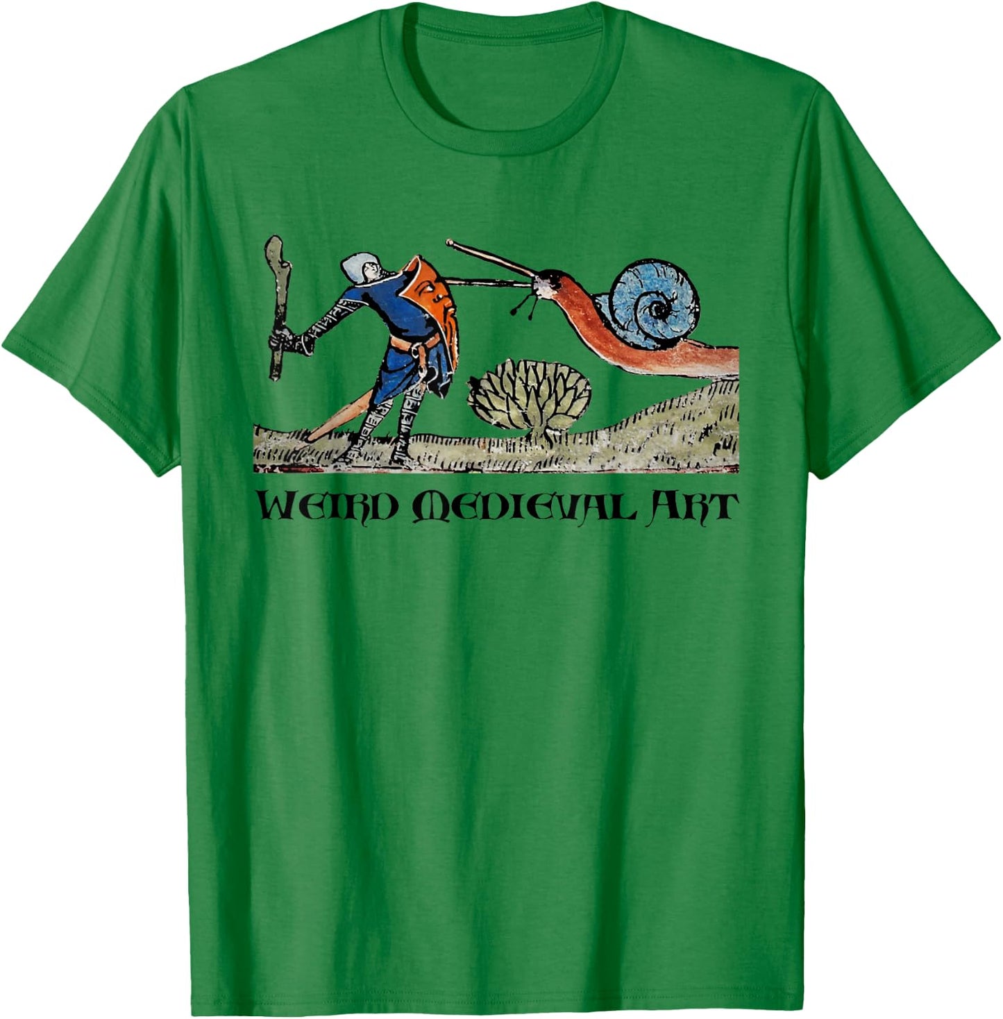 Weird Medieval Art Snail Fight funny strange special absurd T-Shirt - T-Shirt | Irish Green