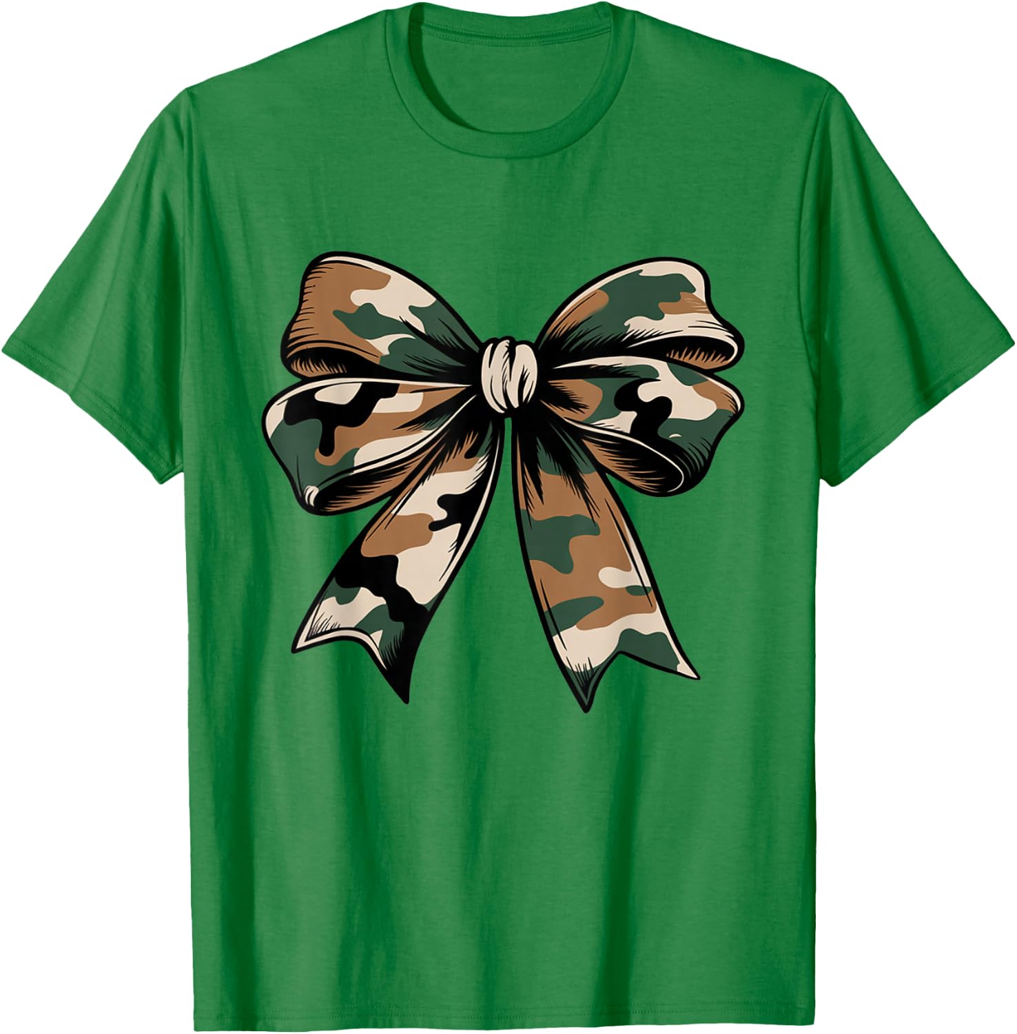 Camouflage Coquette Bow Camo Bow Hunt Hunting Girls Women T-Shirt - T-Shirt | Irish Green
