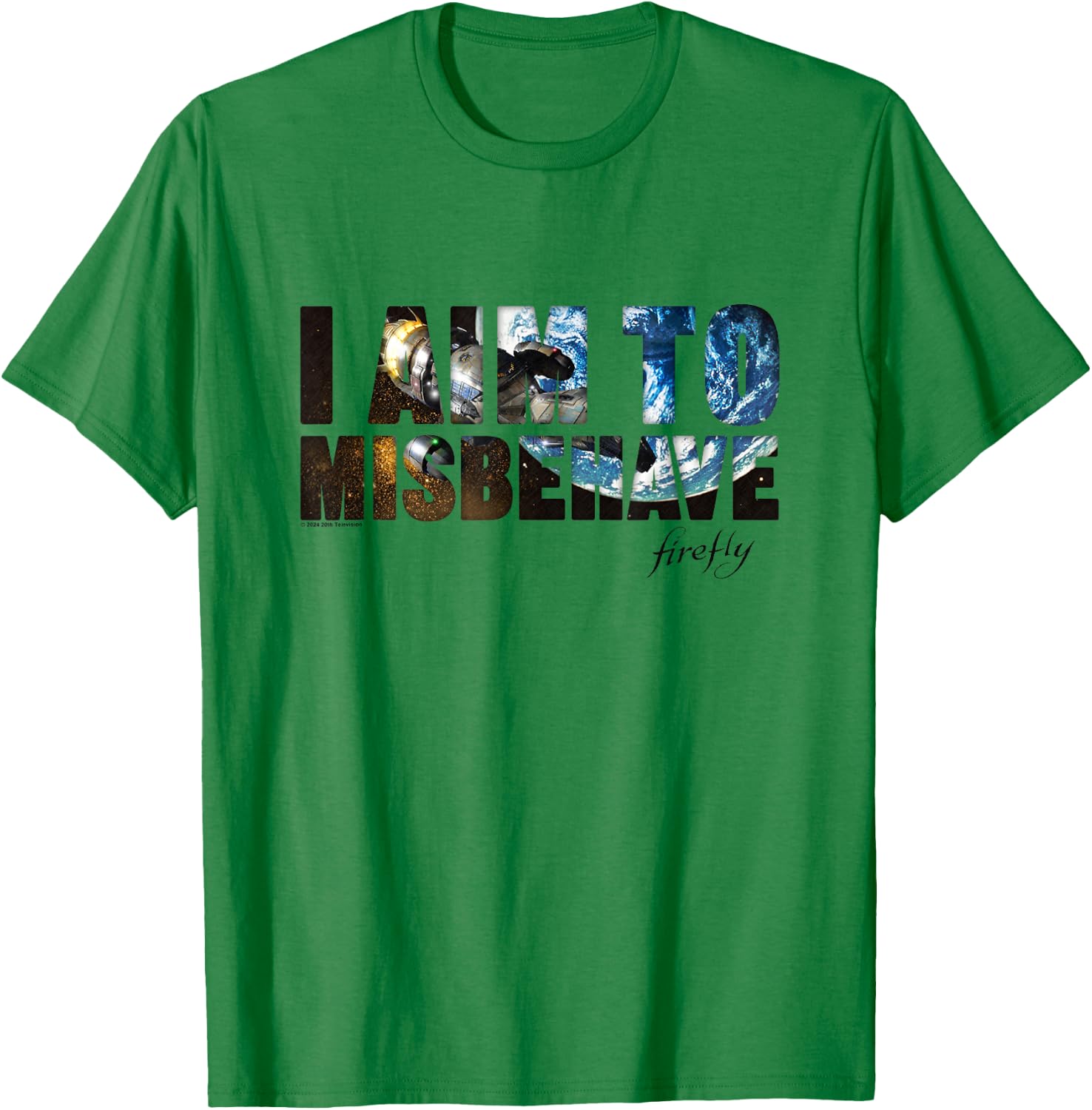 Firefly I Aim To Misbehave From The Galaxy Big Chest Logo T-Shirt - T-Shirt | Irish Green