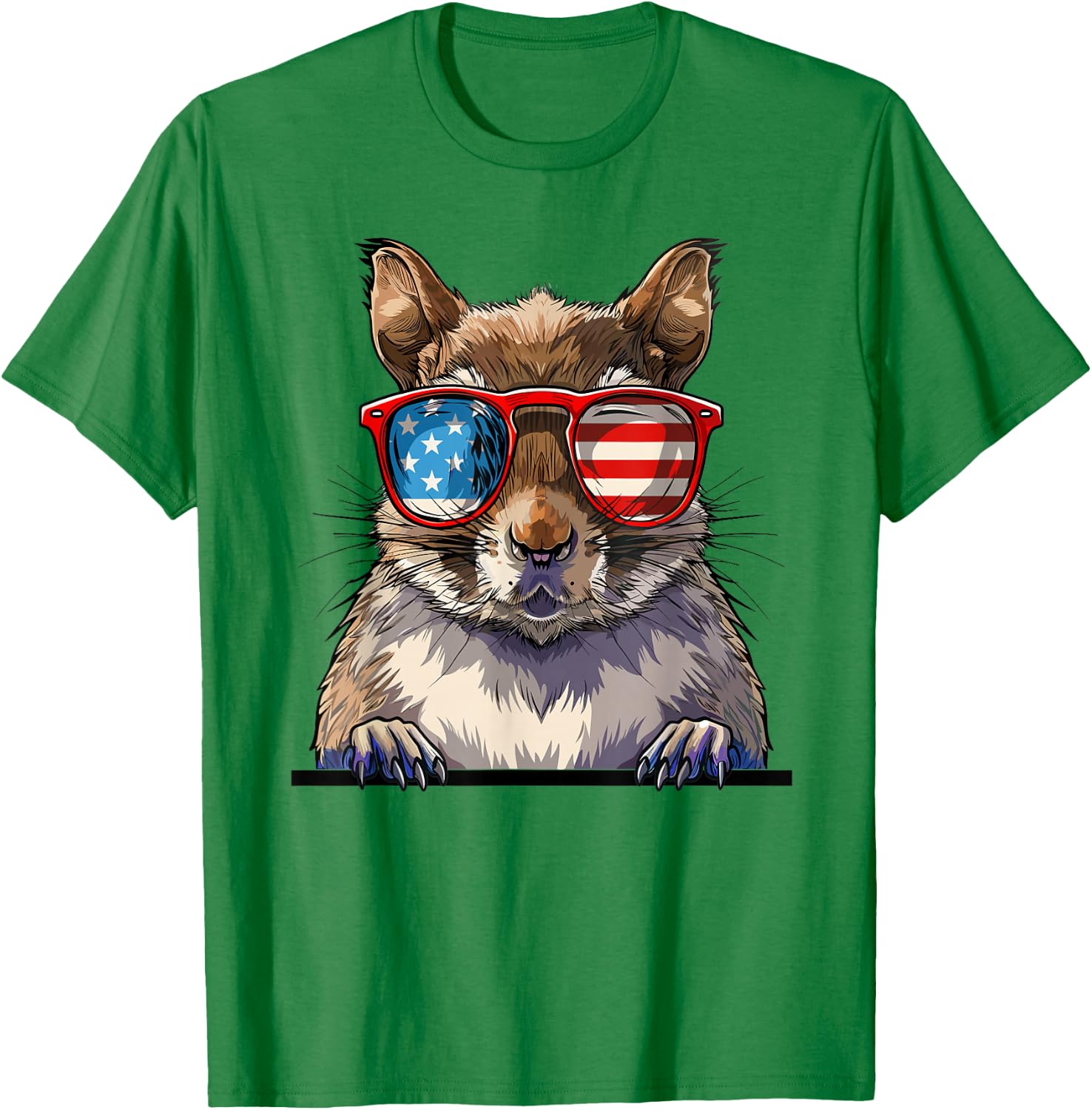 Squirrel USA Flag Funny Squirrel Lovers Mom Dad 4th of July T-Shirt - T-Shirt | Irish Green