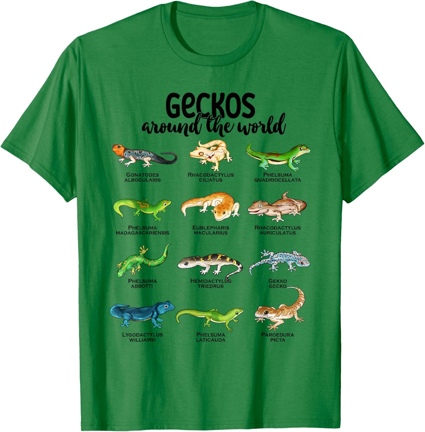 Many different geckos - geckos of the world T-Shirt - T-Shirt | Irish Green
