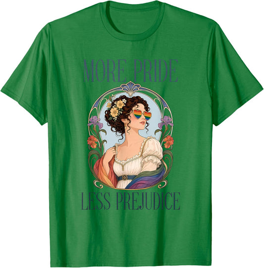 Vintage More Pride Less Prejudice Rainbow Pride Aesthetic T-Shirt - T-Shirt | Irish Green