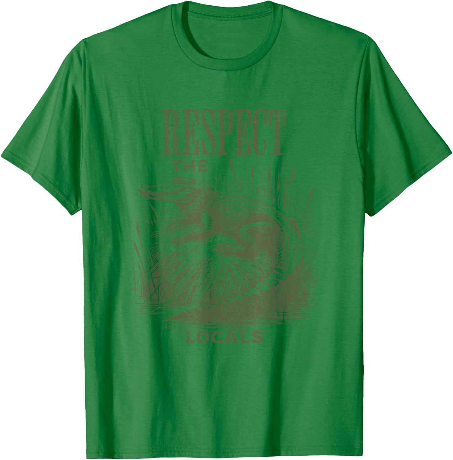 Funny Alligator Respect the Locals Florida Swamps T-Shirt - T-Shirt | Irish Green