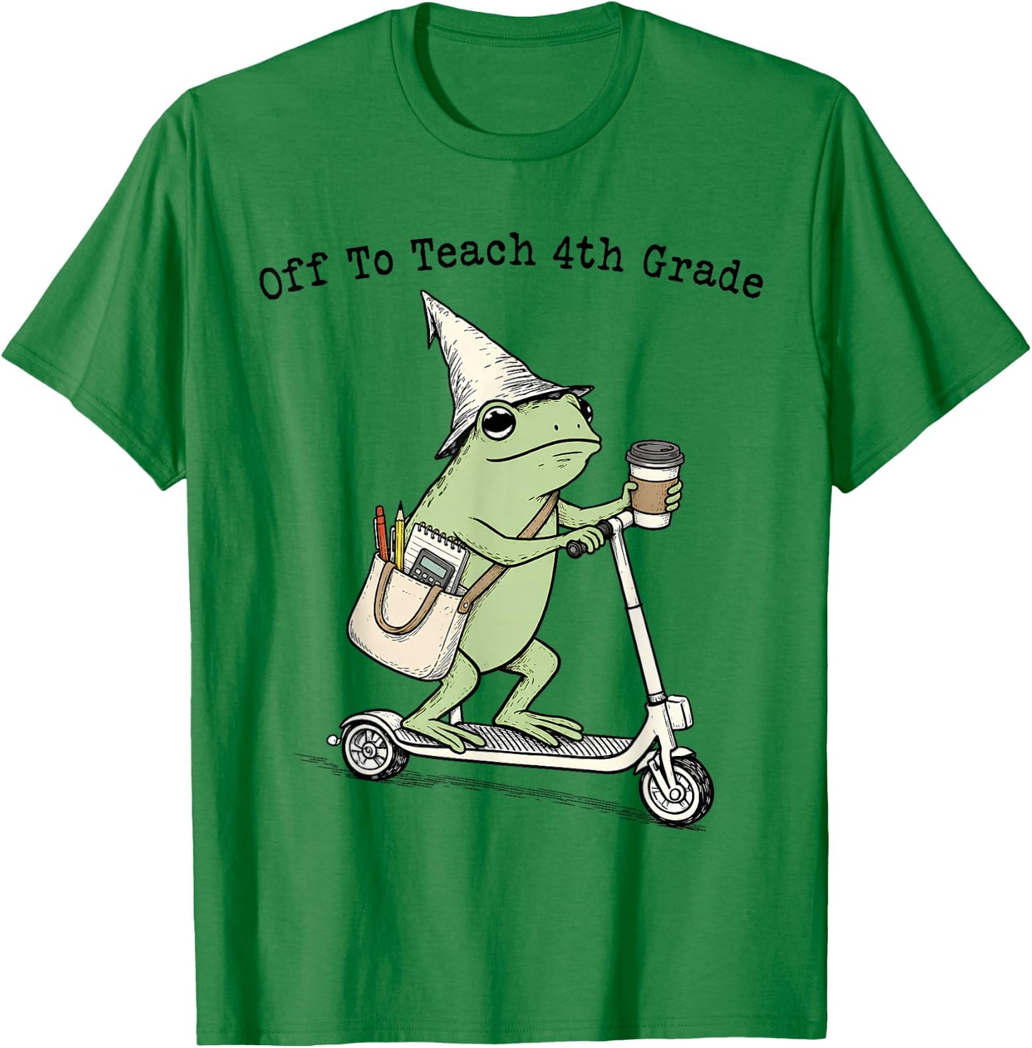 Off to Teach 4th Grade Teacher Frog Funny Back to School T-Shirt - T-Shirt | Irish Green
