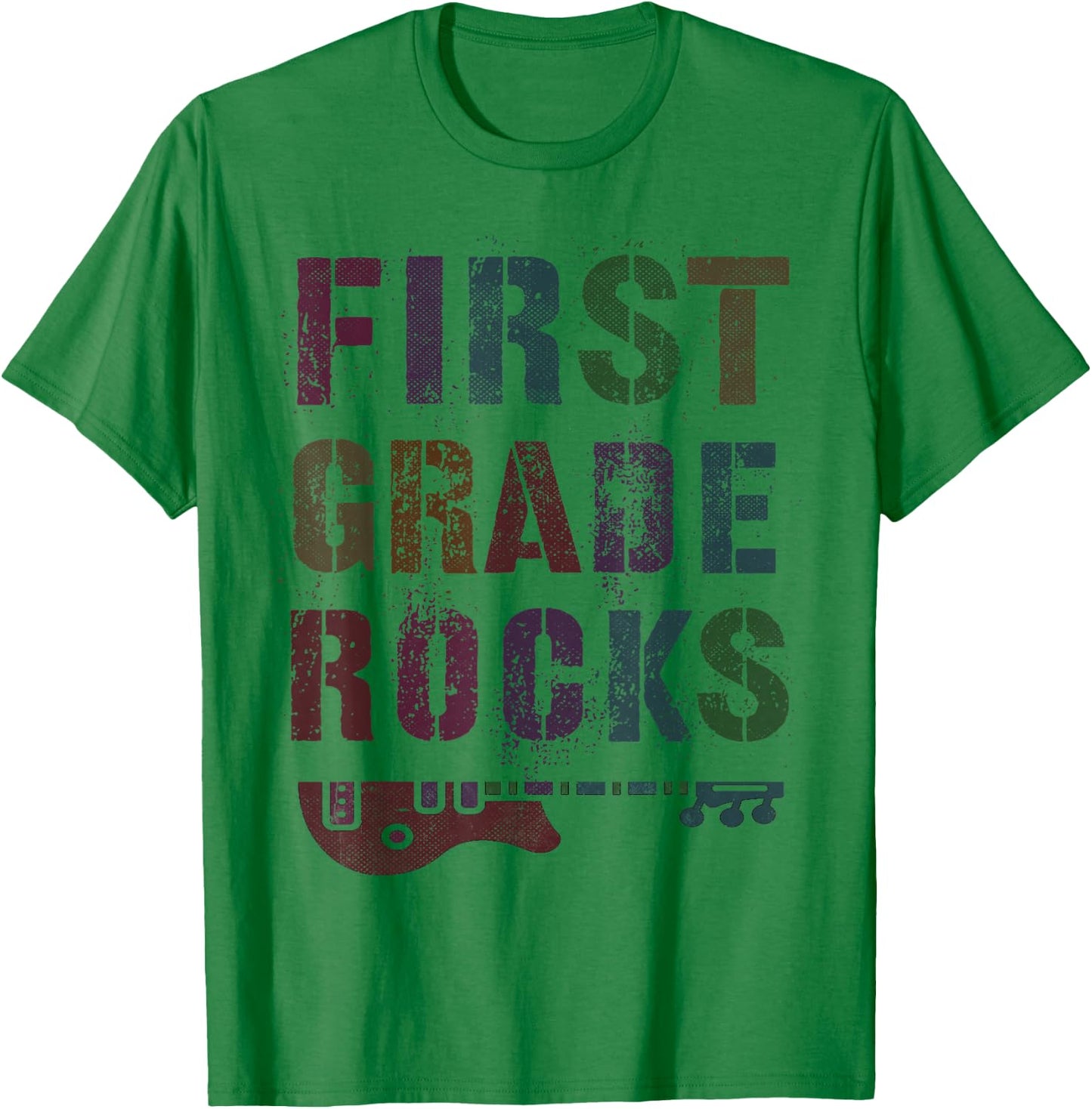 Vintage 1st GRADE ROCKS Teacher Rockstar FIRST ABCD My Jam T-Shirt - T-Shirt | Irish Green