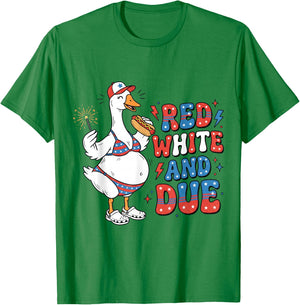 Red White and Due Funny Pregnant Goose 4th of July Pregnancy T-Shirt - T-Shirt | Irish Green