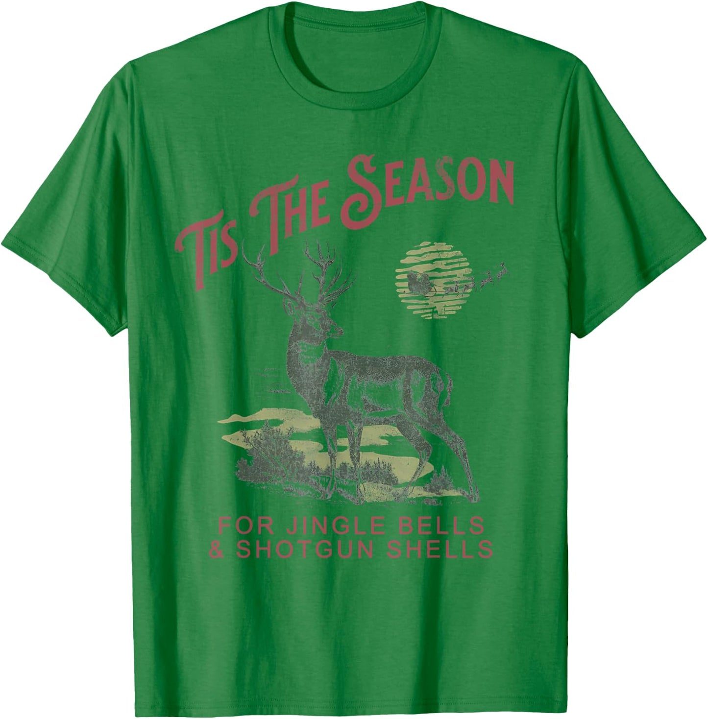 Tis The Season Reindeer Jingle Bells Vintage Shotgun-Shells T-Shirt - T-Shirt | Irish Green
