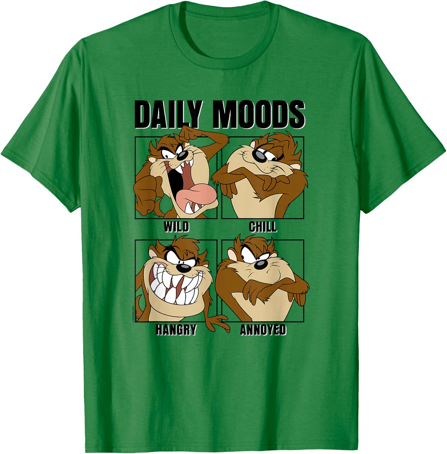 Looney Tunes Tazmanian Devil Daily Moods Panels Small T-Shirt - T-Shirt | Irish Green