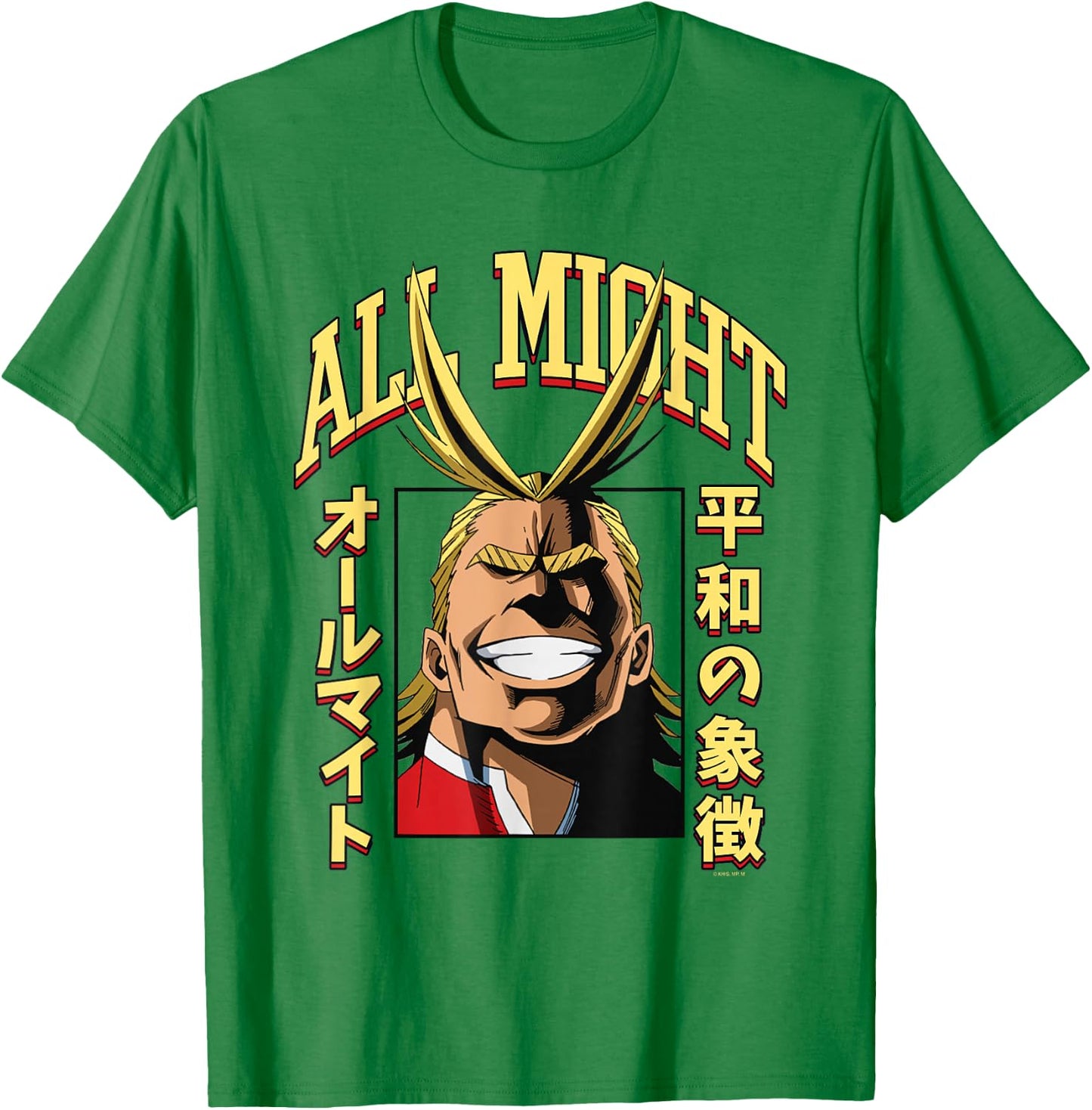 My Hero Academia All Might Portrait and Name , White T-Shirt - T-Shirt | Irish Green
