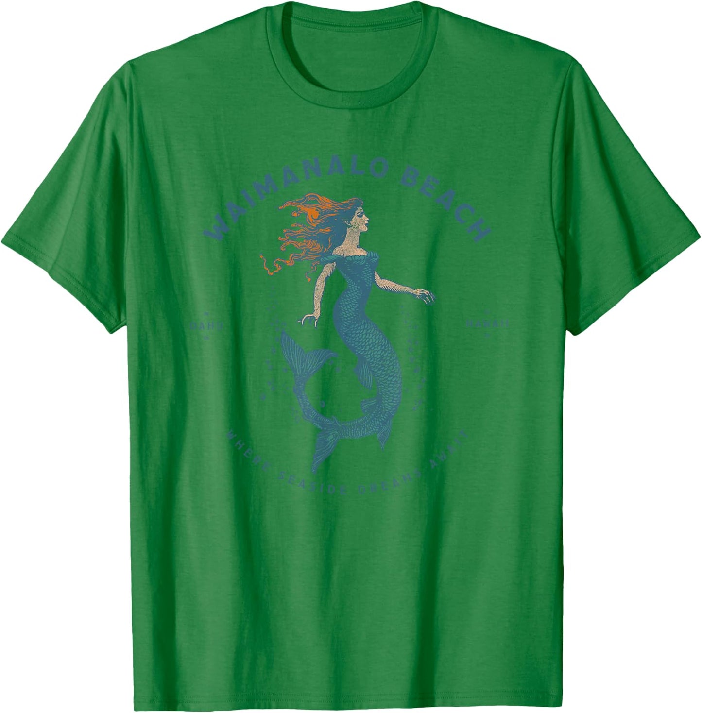 Waimanalo Beach Park Oahu Hawaii Retro Vintage Mermaid T-Shirt - T-Shirt | Irish Green