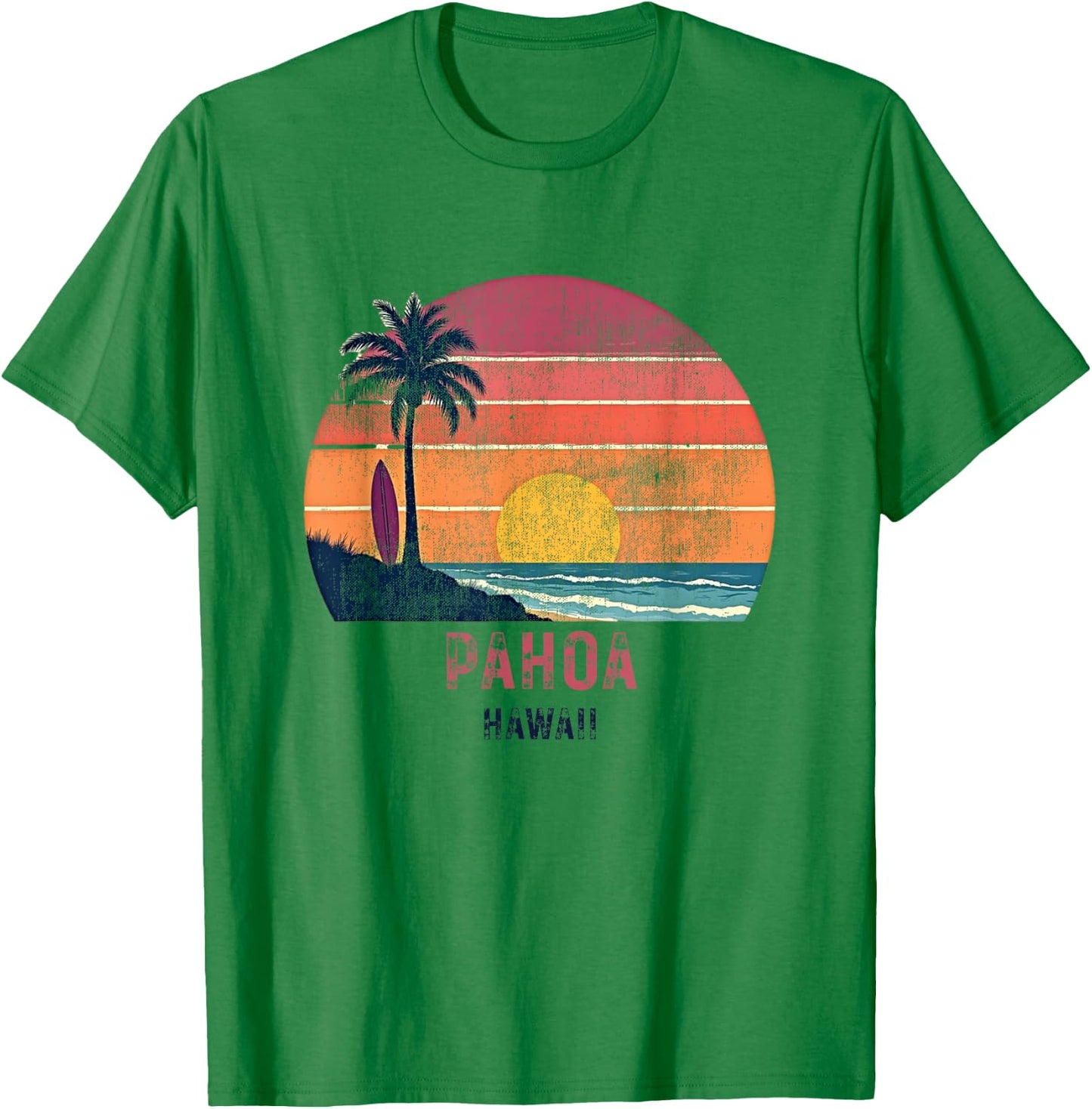 Pahoa Hawaii Retro Vintage Weathered Souvenir T-Shirt - T-Shirt | Irish Green