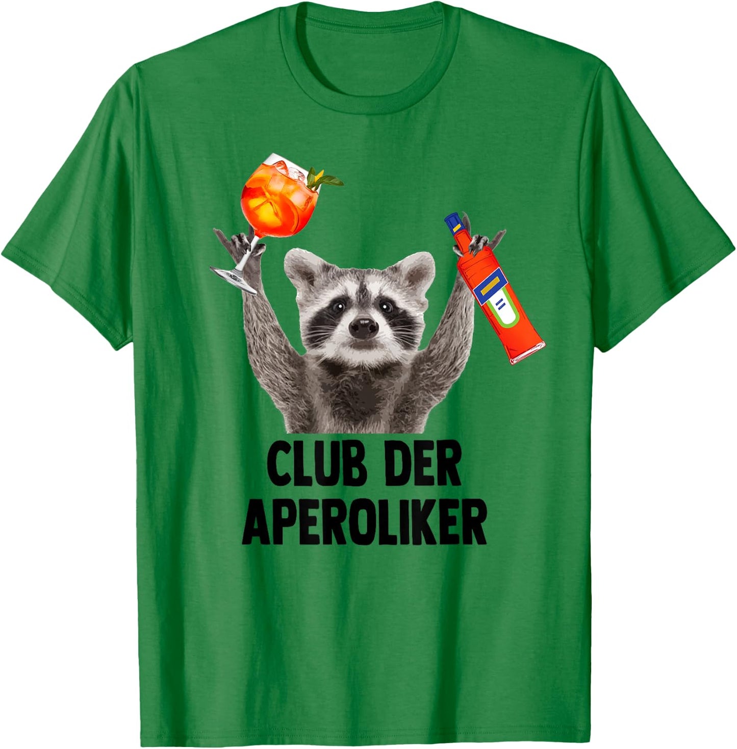 Club der APEROLIKER Raccoon Meme Racoon X Pedro Spritz , White T-Shirt - T-Shirt | Irish Green
