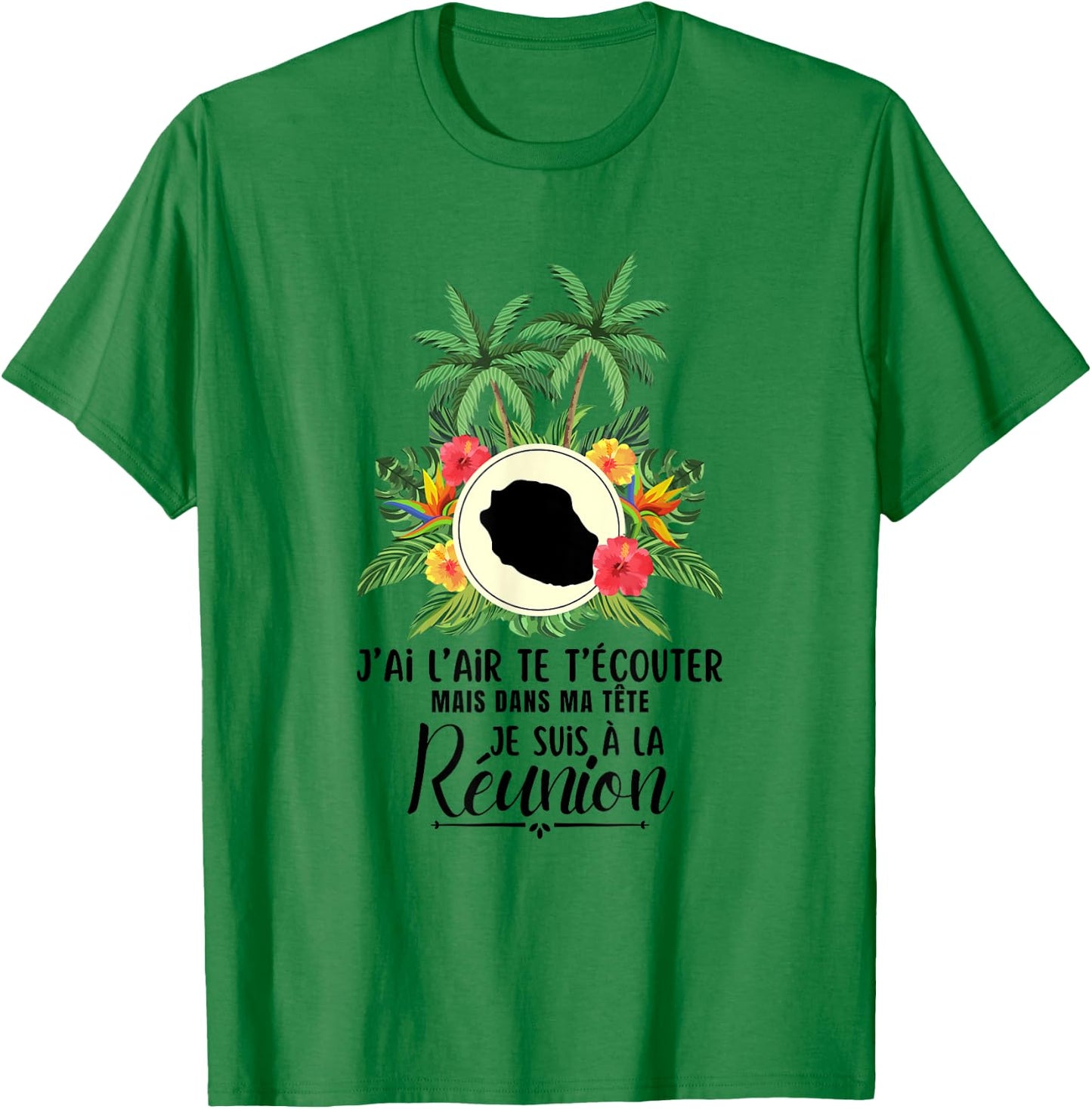 Funny I Look Like You Listen Ile de la Réunion 974 , white, S T-Shirt - T-Shirt | Irish Green