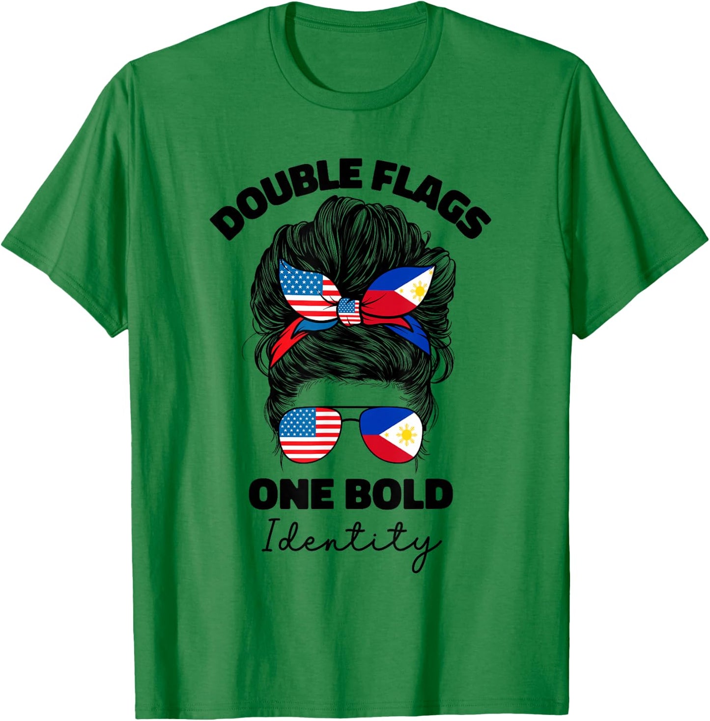 Half Filipino And American Philippines Usa Flag Women Girls T-Shirt - T-Shirt | Irish Green
