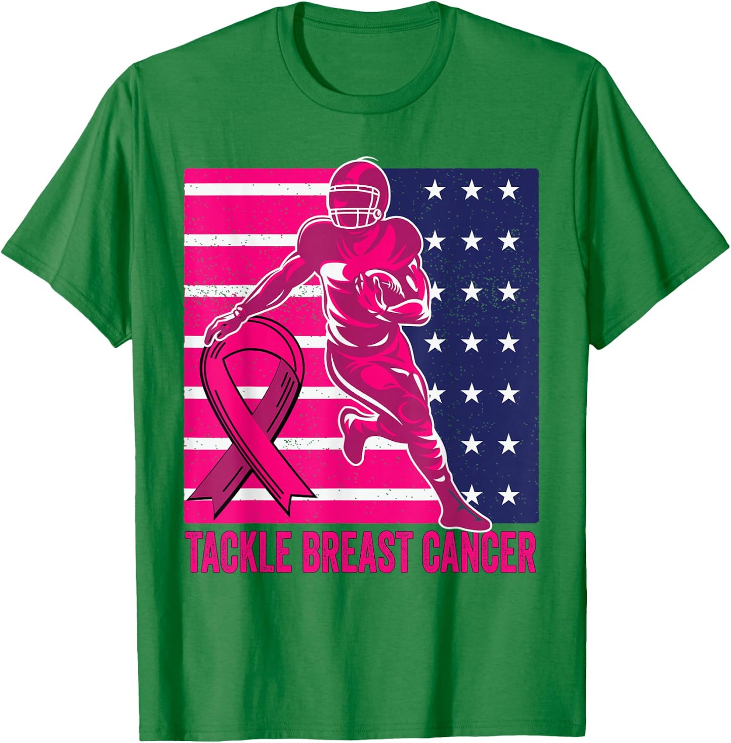 Tackle Breast Cancer Pink Out Football Breast Cancer T-Shirt - T-Shirt | Irish Green