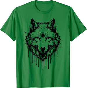 Wolf Woman Girl Boy Child Artwork Head Wolf , white, S T-Shirt - T-Shirt | Irish Green