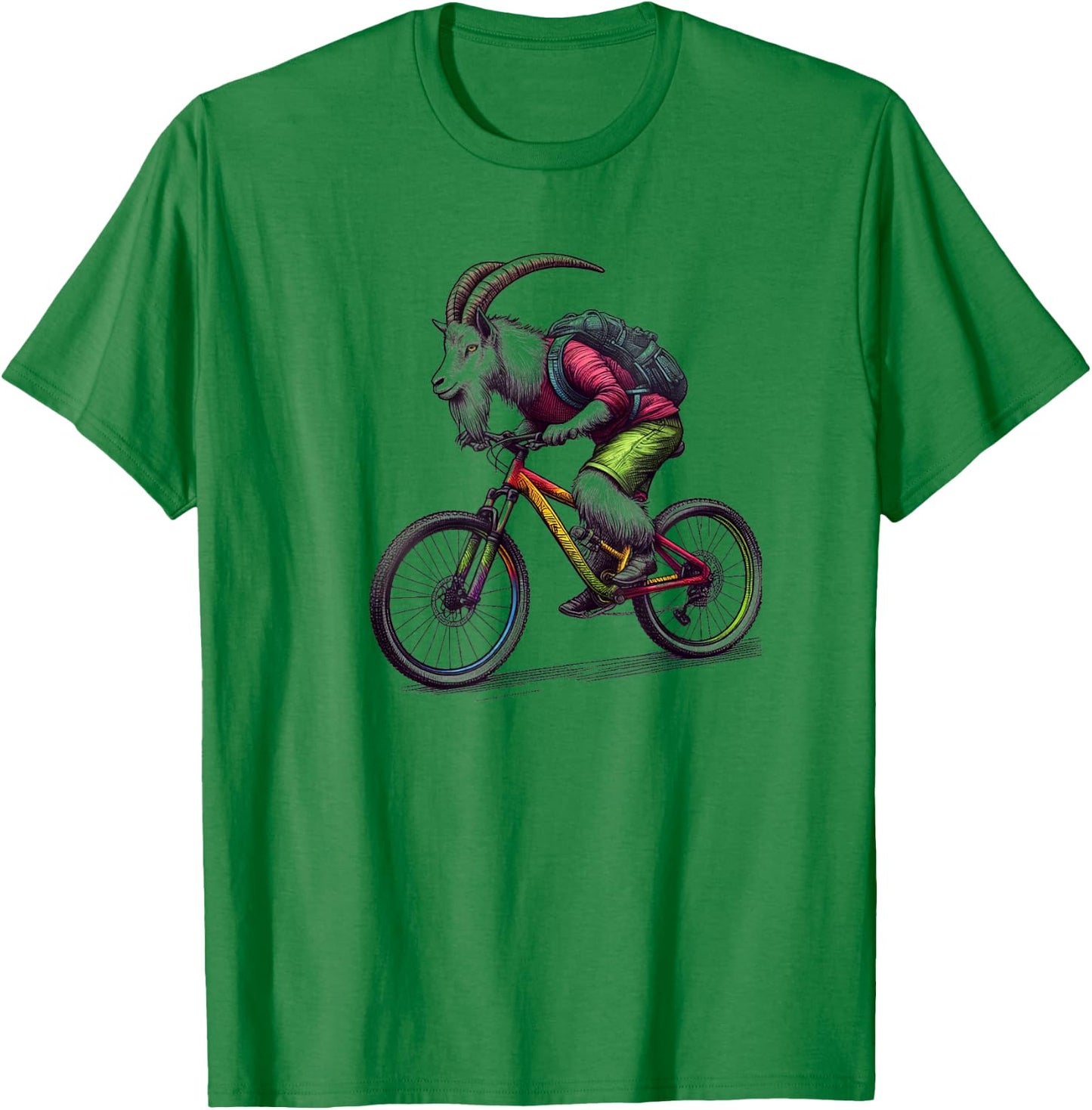 Mountain Goat Riding Mountain Bike T-Shirt - T-Shirt | Irish Green