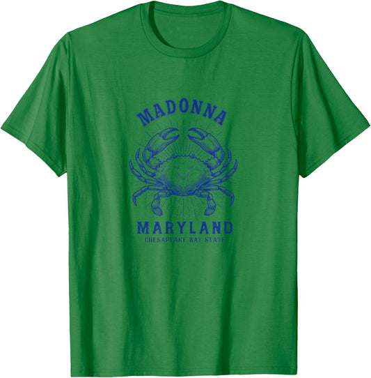 Maryland Blue Crab Coastal Madonna MD Design T-Shirt - T-Shirt | Irish Green