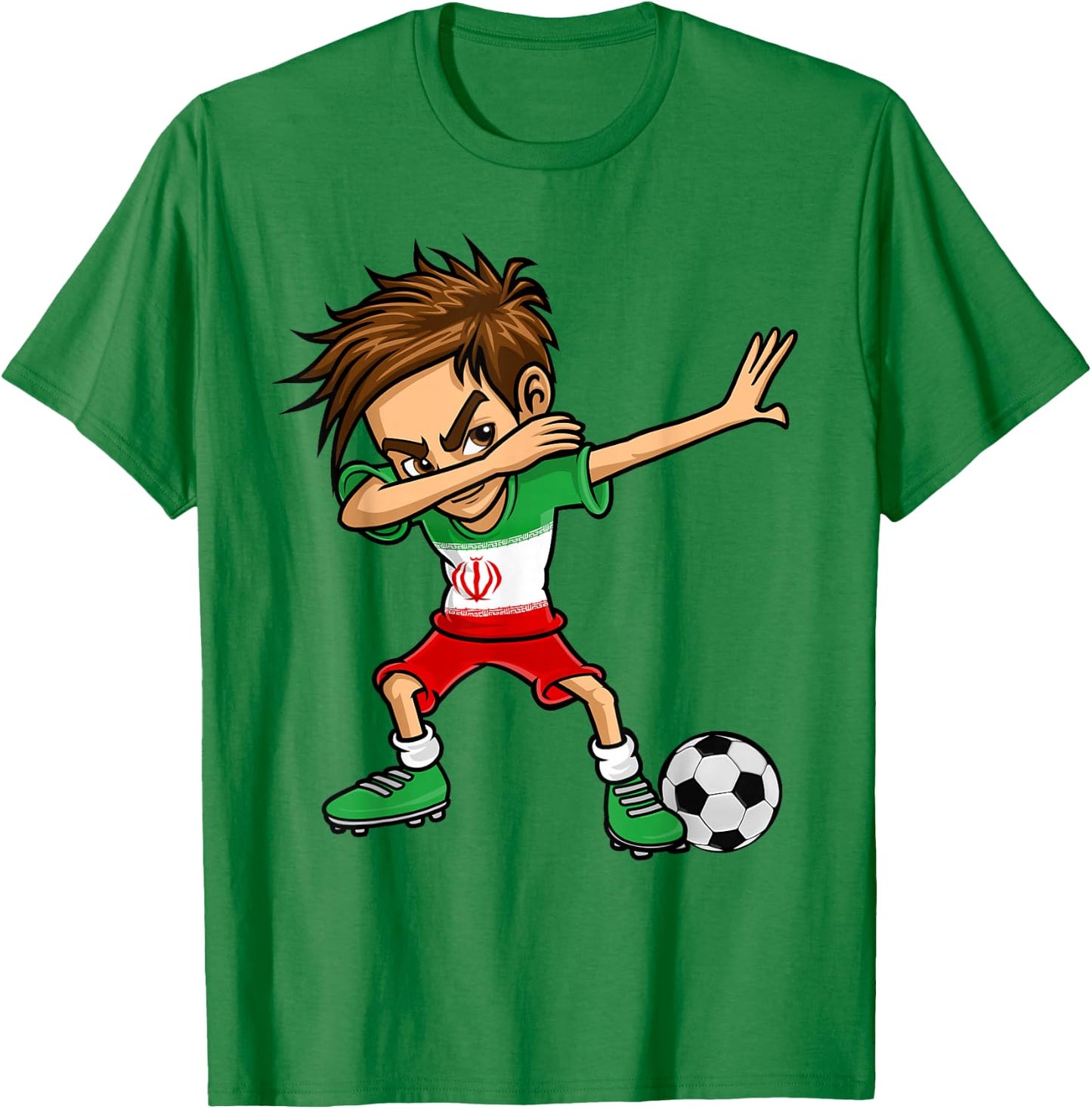 Dabbing Boy Iran Soccer Jersey Iranian Flag T-Shirt - T-Shirt | Irish Green