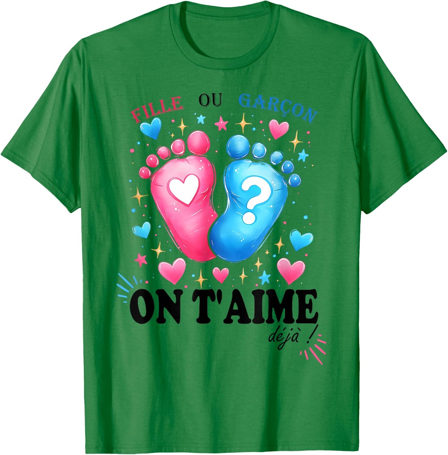 Gender Reveal Girl Or Boy On T'aime Déjà Boys , grey, S T-Shirt - T-Shirt | Irish Green