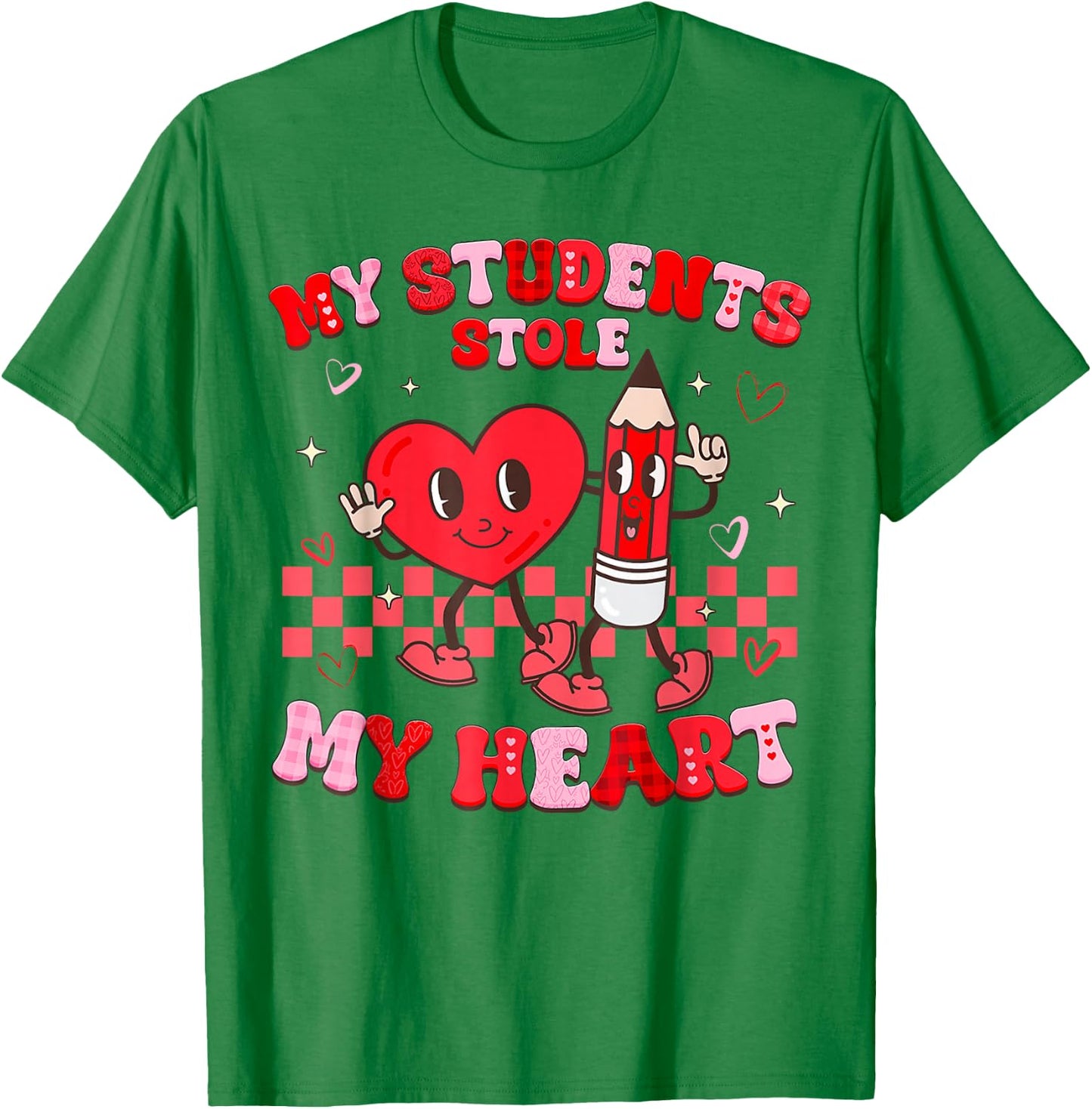 Groovy My Students Stole My Heart Valentines Day Teachers T-Shirt - T-Shirt | Irish Green