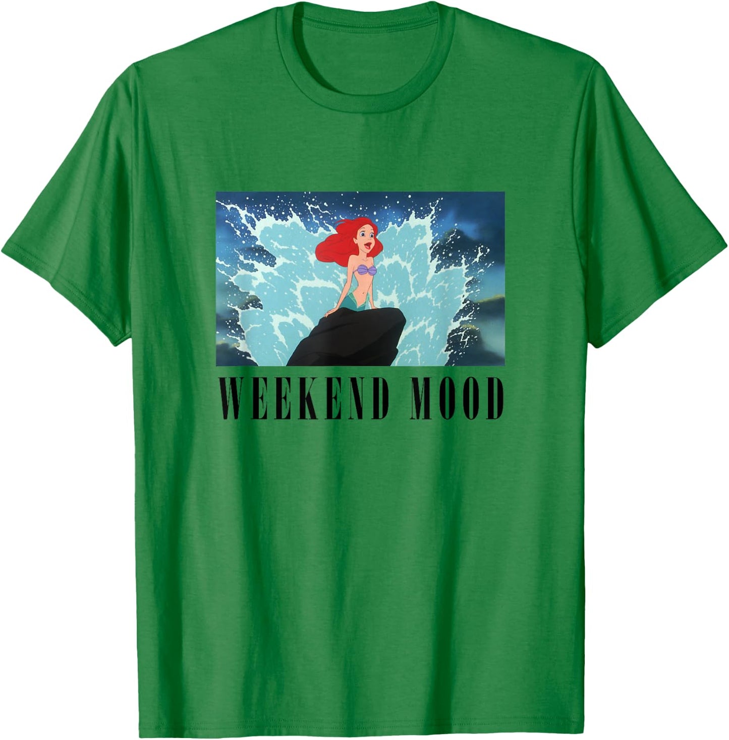 Disney The Little Mermaid Ariel Panel Weekend Mood Meme T-Shirt - T-Shirt | Irish Green