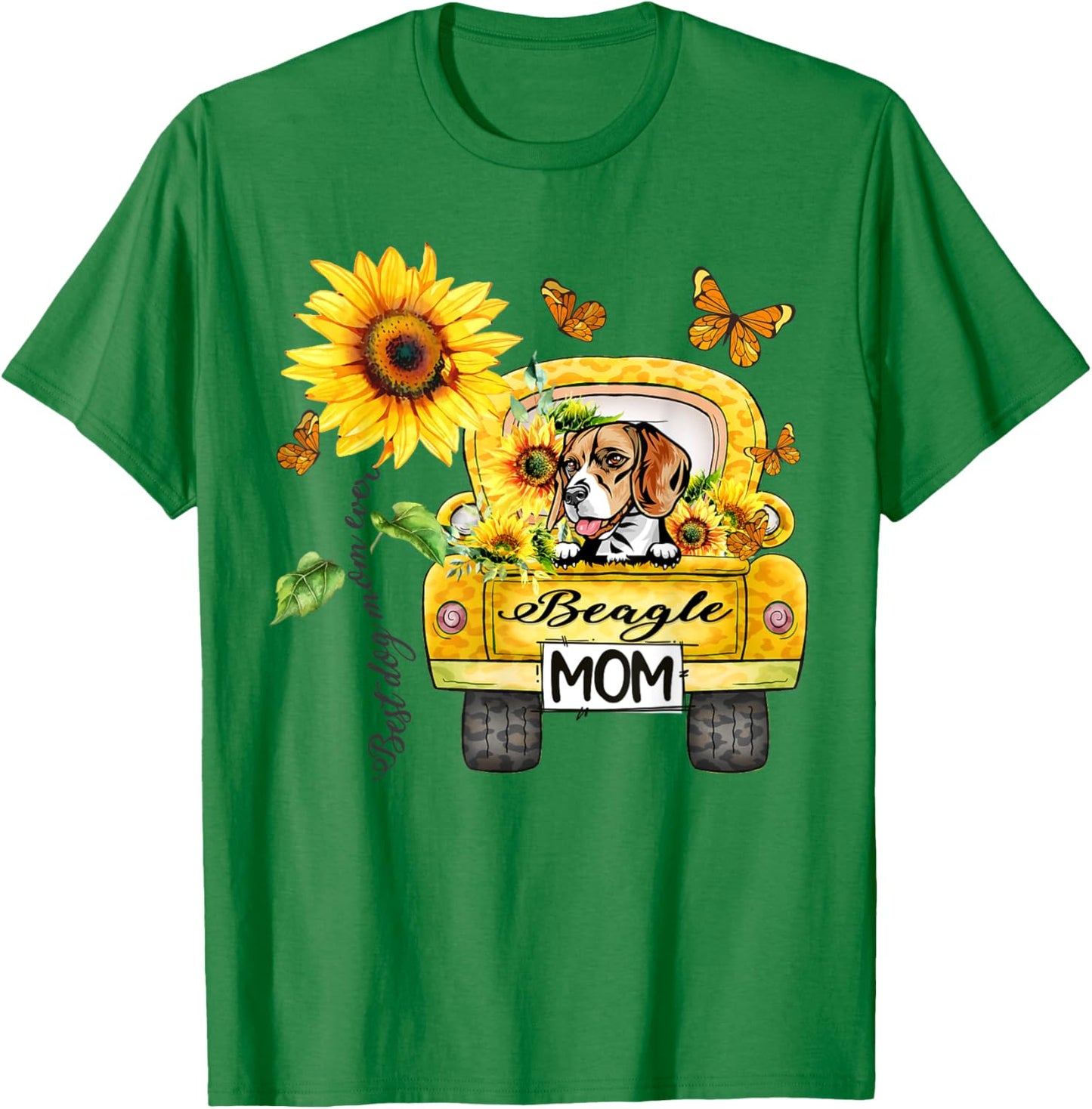 Beagle Mom Sunflower Best Dog Mom Ever Mother's Day T-Shirt - T-Shirt | Irish Green
