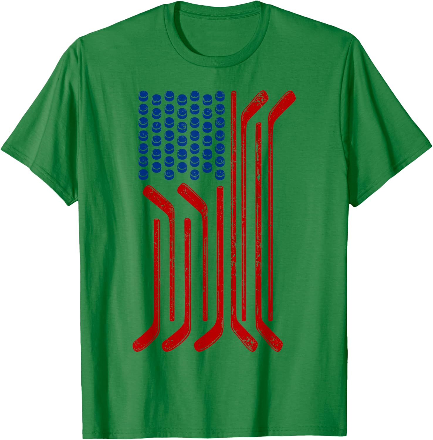 Vintage USA Flag American Ice Hockey Patriotic Sports T-Shirt - T-Shirt | Irish Green
