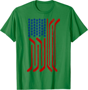 Vintage USA Flag American Ice Hockey Patriotic Sports T-Shirt - T-Shirt | Irish Green
