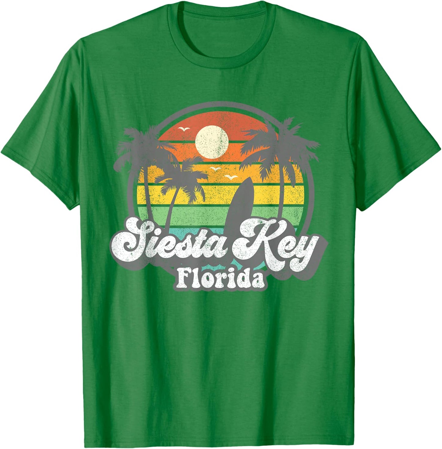 Vintage Siesta Key Beach Florida Surfing Retro 70s Surf Gift Women Girls Kids T-Shirt - T-Shirt | Irish Green