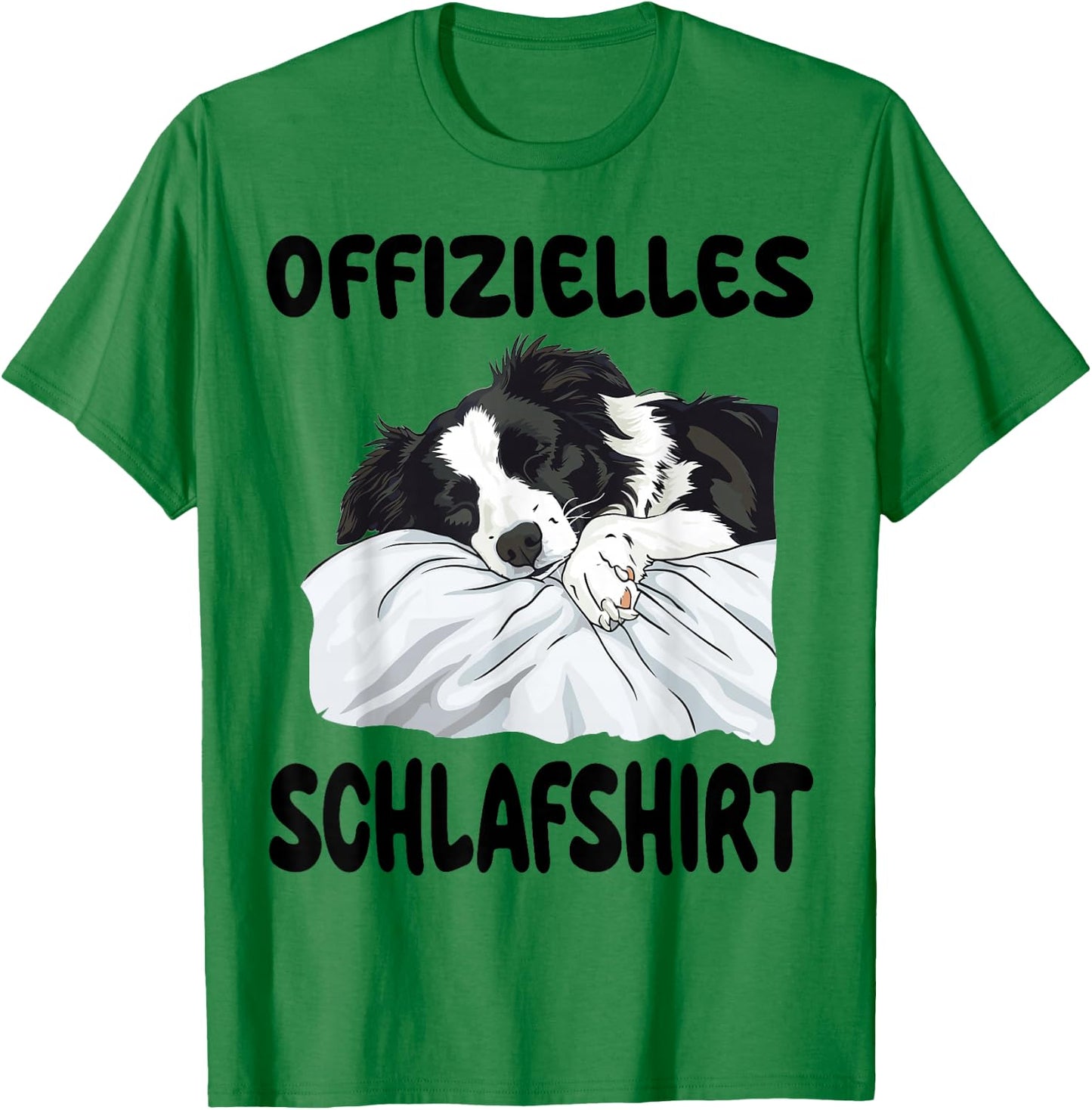 Funny Border Collie Dog Official Sleep Shirt , White T-Shirt - T-Shirt | Irish Green