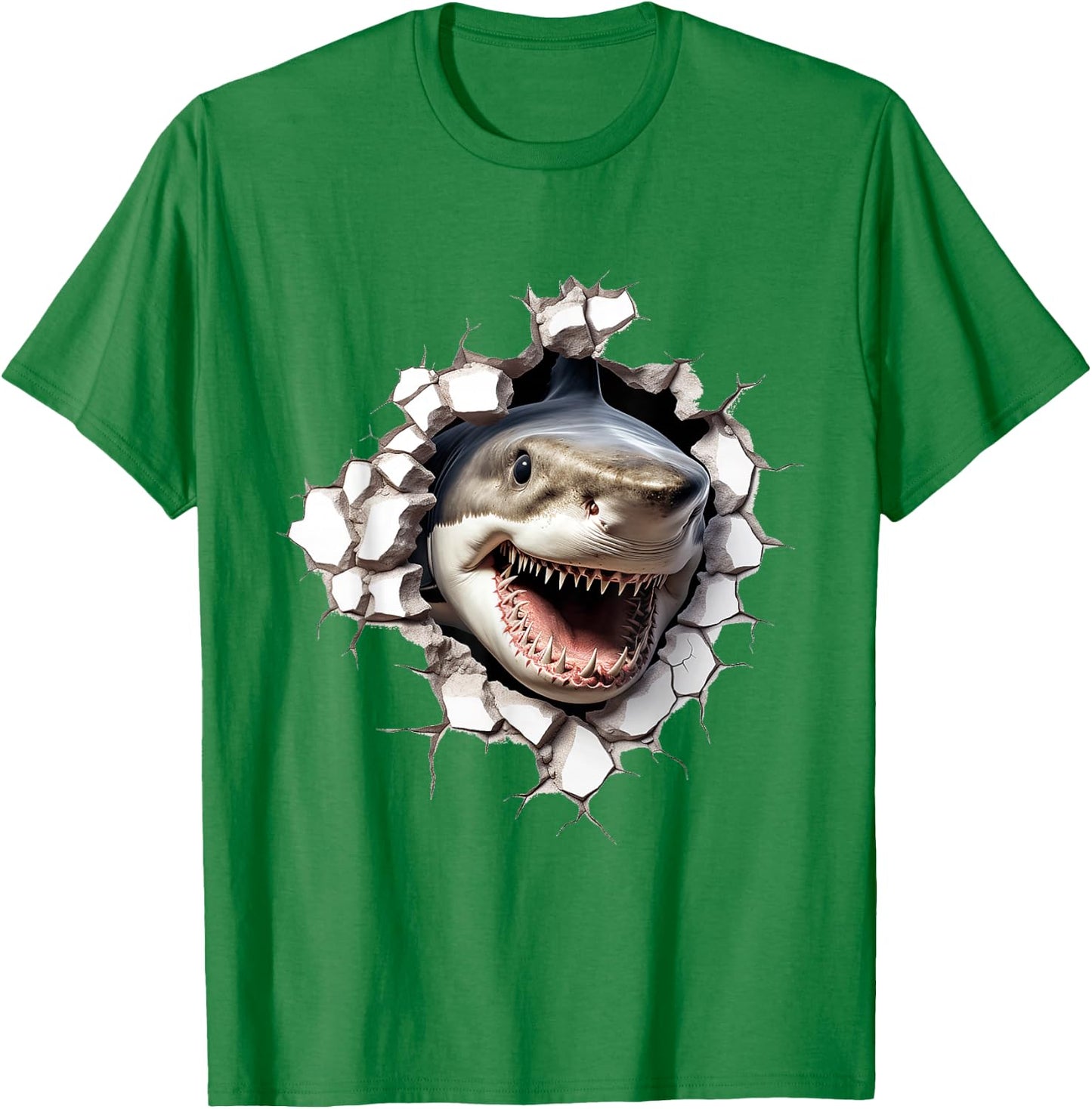Animal Print Shark Drawing Illustration Drawing , white, S T-Shirt - T-Shirt | Irish Green