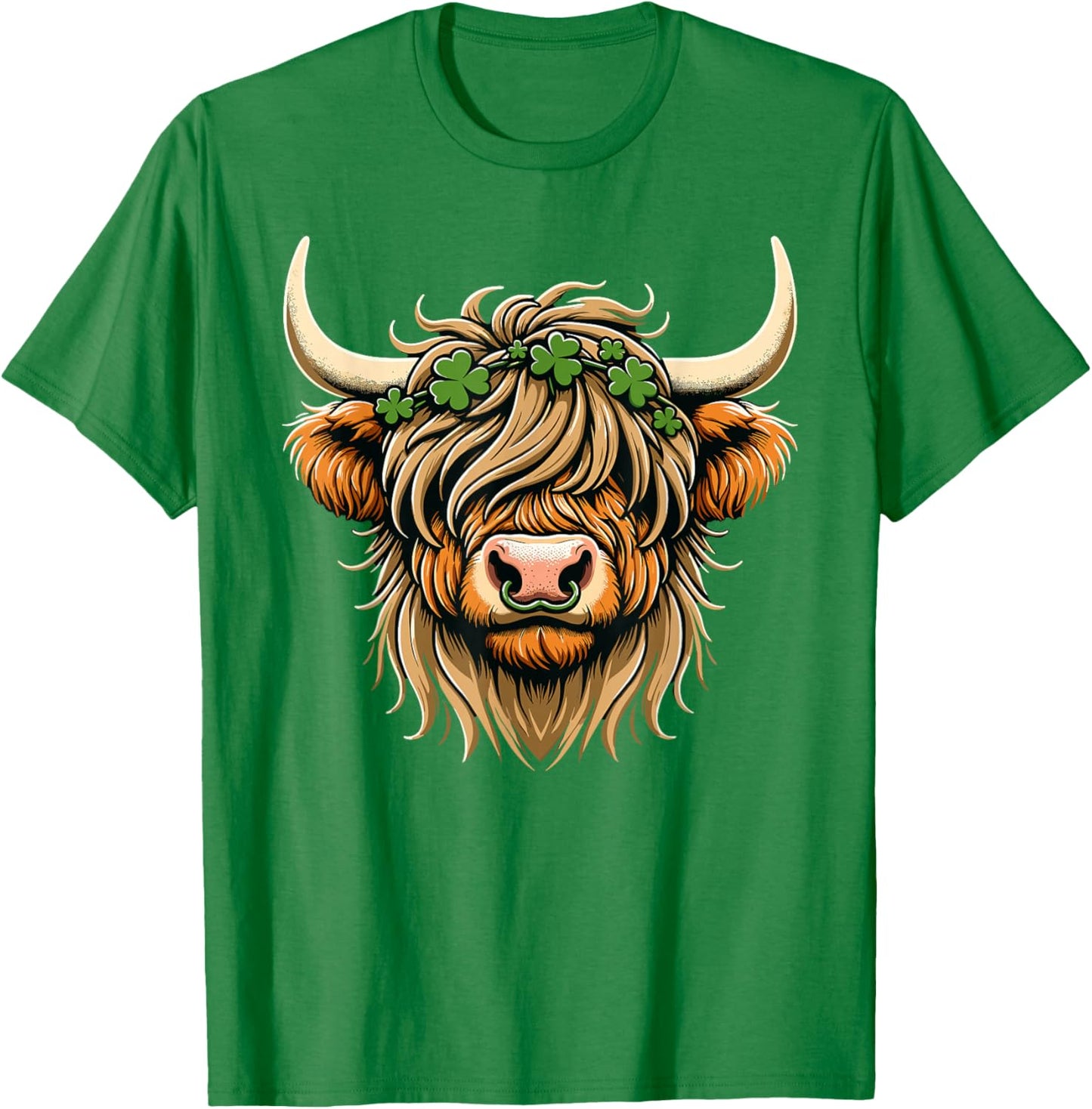 St. Patricks Day Highland Cow Saint Paddys Men's Women's Children's , Green T-Shirt - T-Shirt | Irish Green