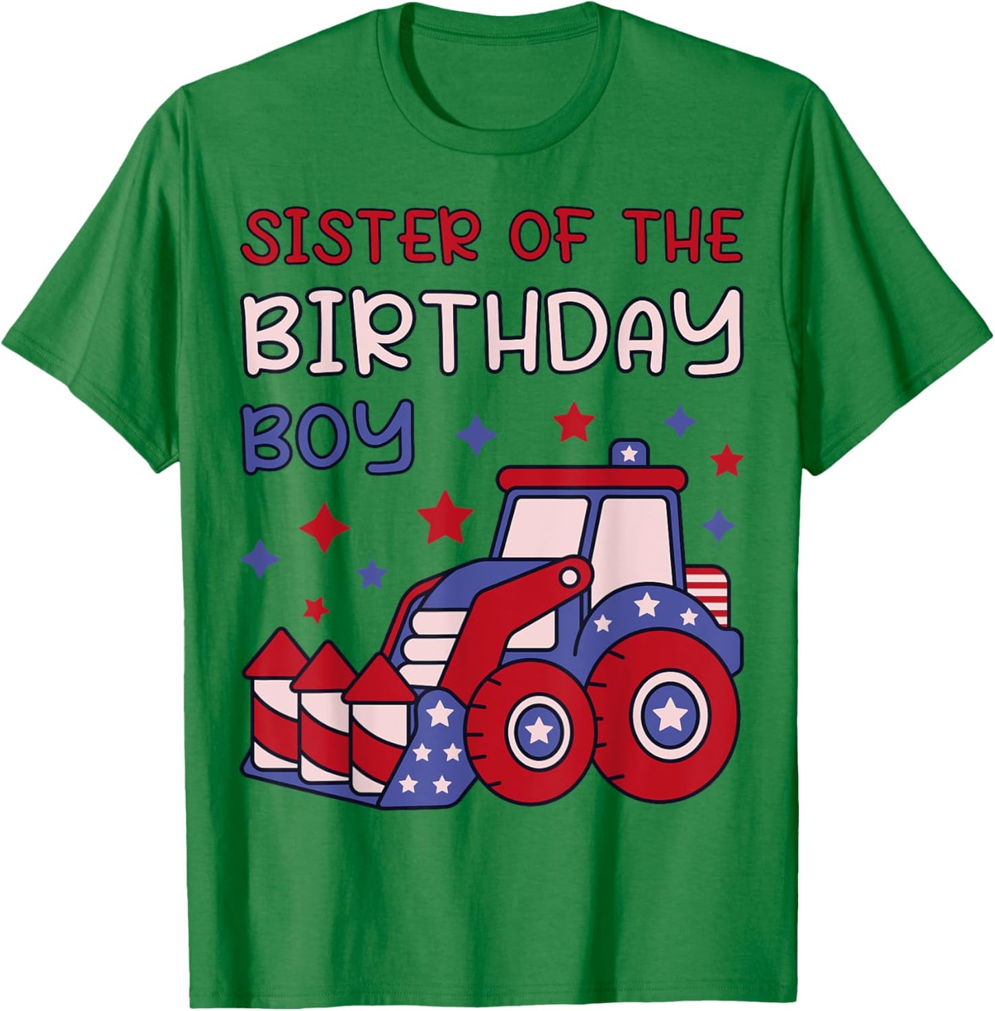 Sister of Birthday Boy 4th of July Fireworks 5th Birthday T-Shirt - T-Shirt | Irish Green