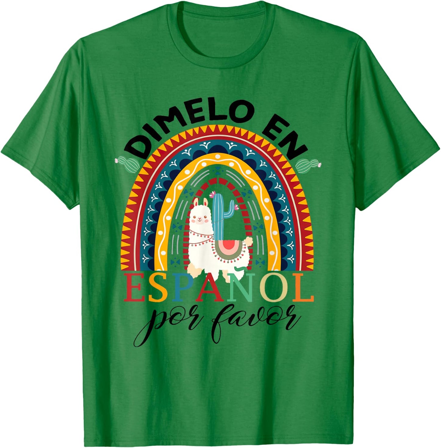 Rainbow Dimelo En Espanol Por Favor Bilingual Spanish Teache T-Shirt - T-Shirt | Irish Green