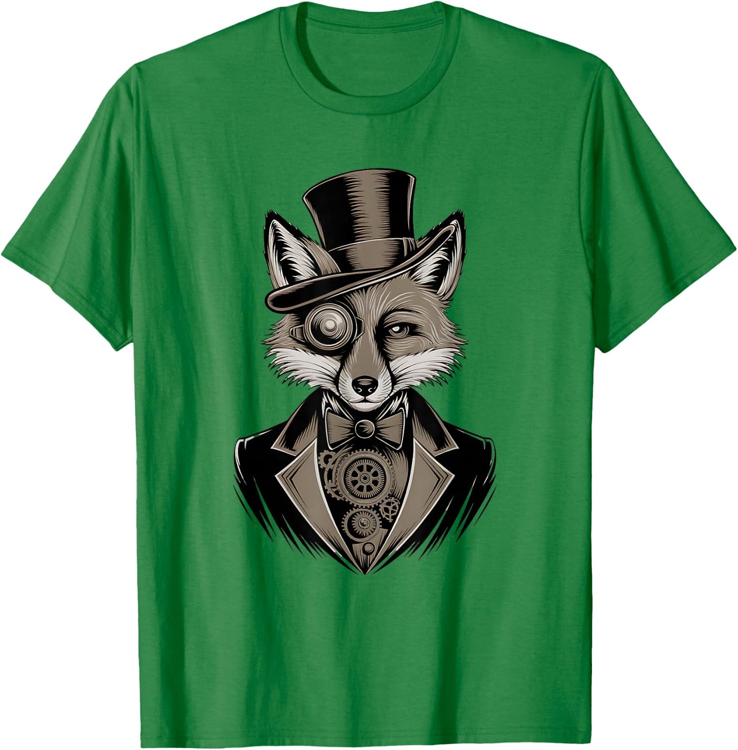 Elegant Fox with Cylinder and Monocle Classic T-Shirt - T-Shirt | Irish Green