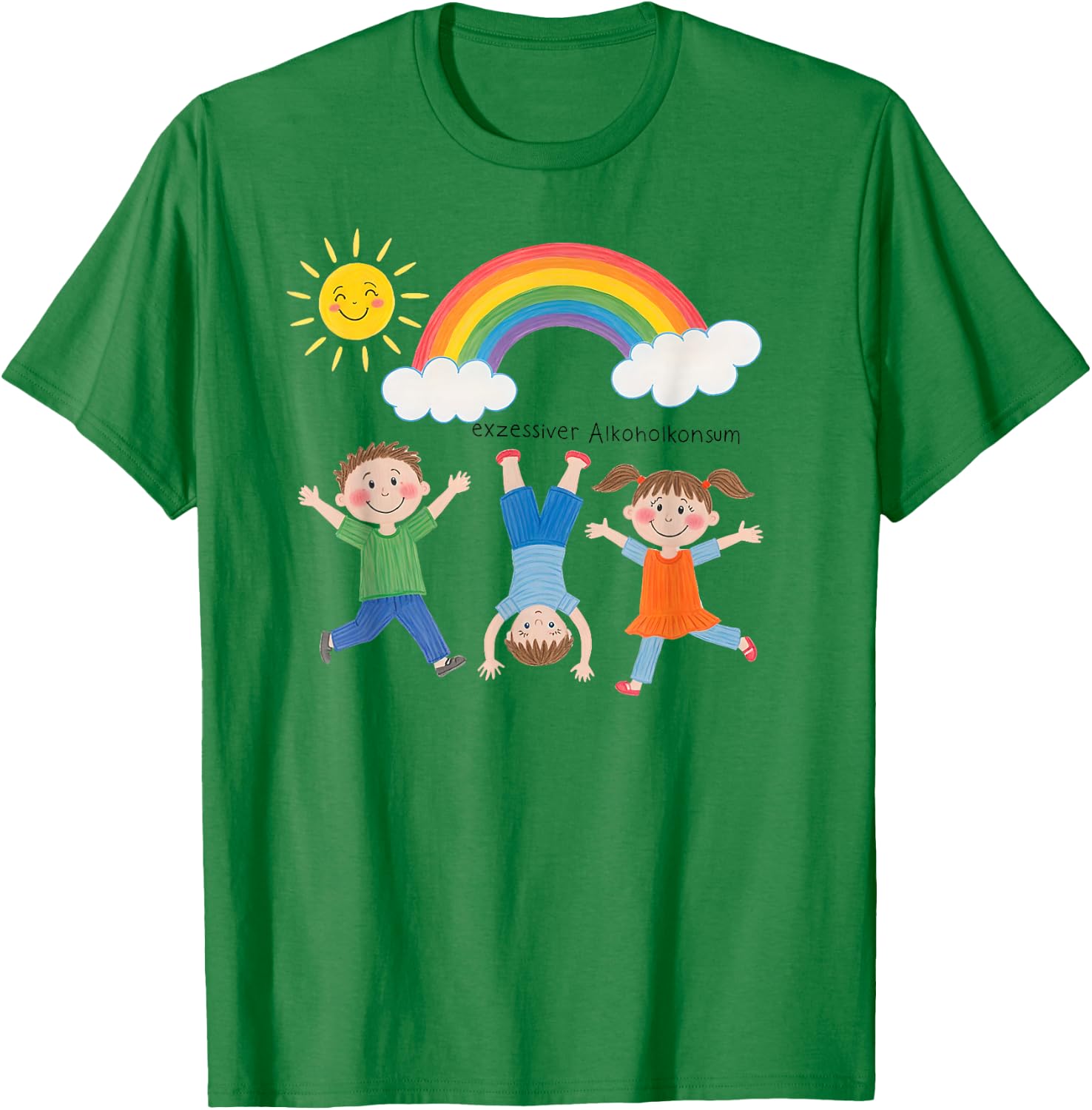 Excessive Alcohol Consumption X Funny Children's Drawing T-Shirt - T-Shirt | Irish Green