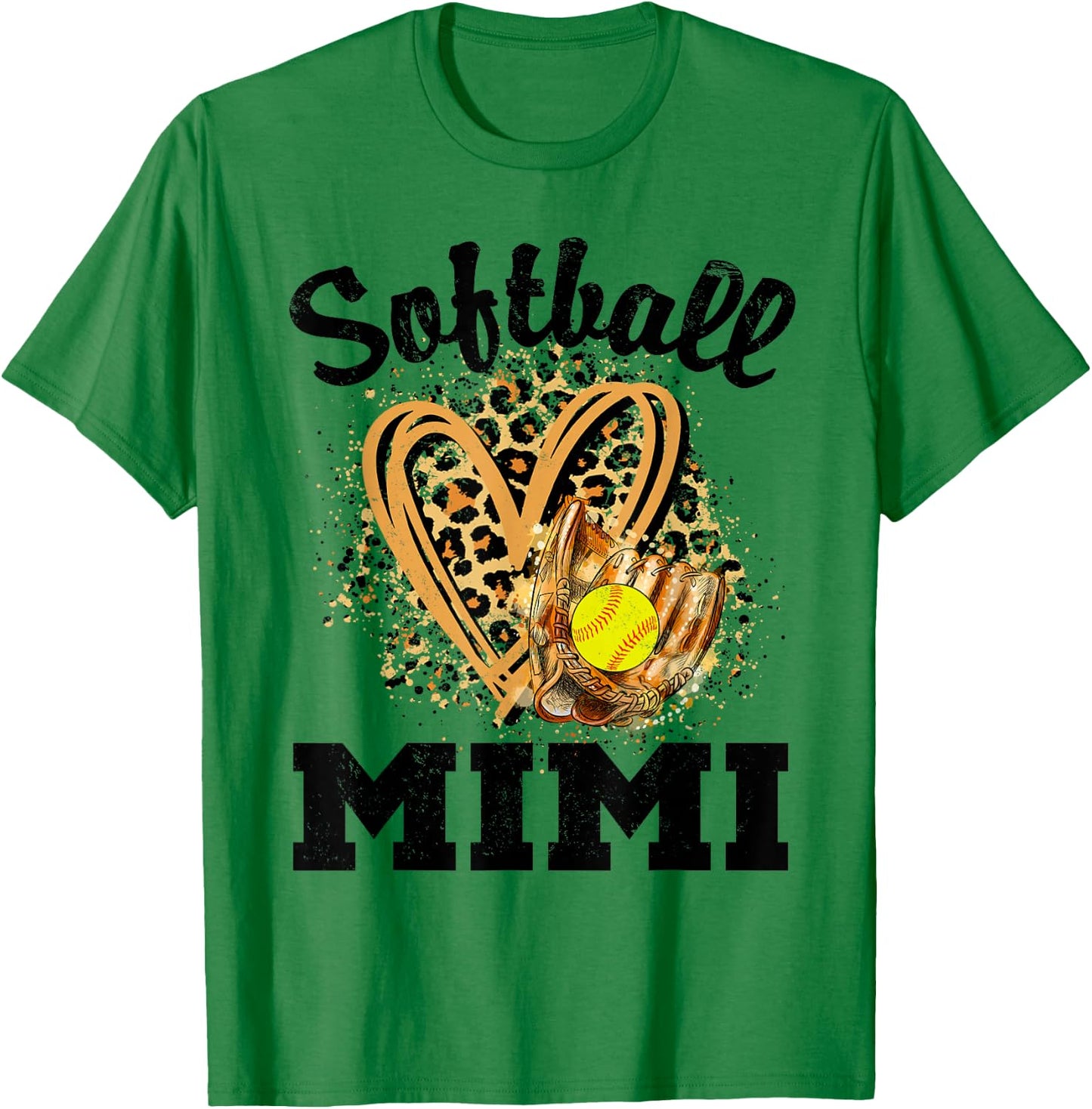 Softball Mimi Leopard Heart Grandma T-Shirt - T-Shirt | Irish Green